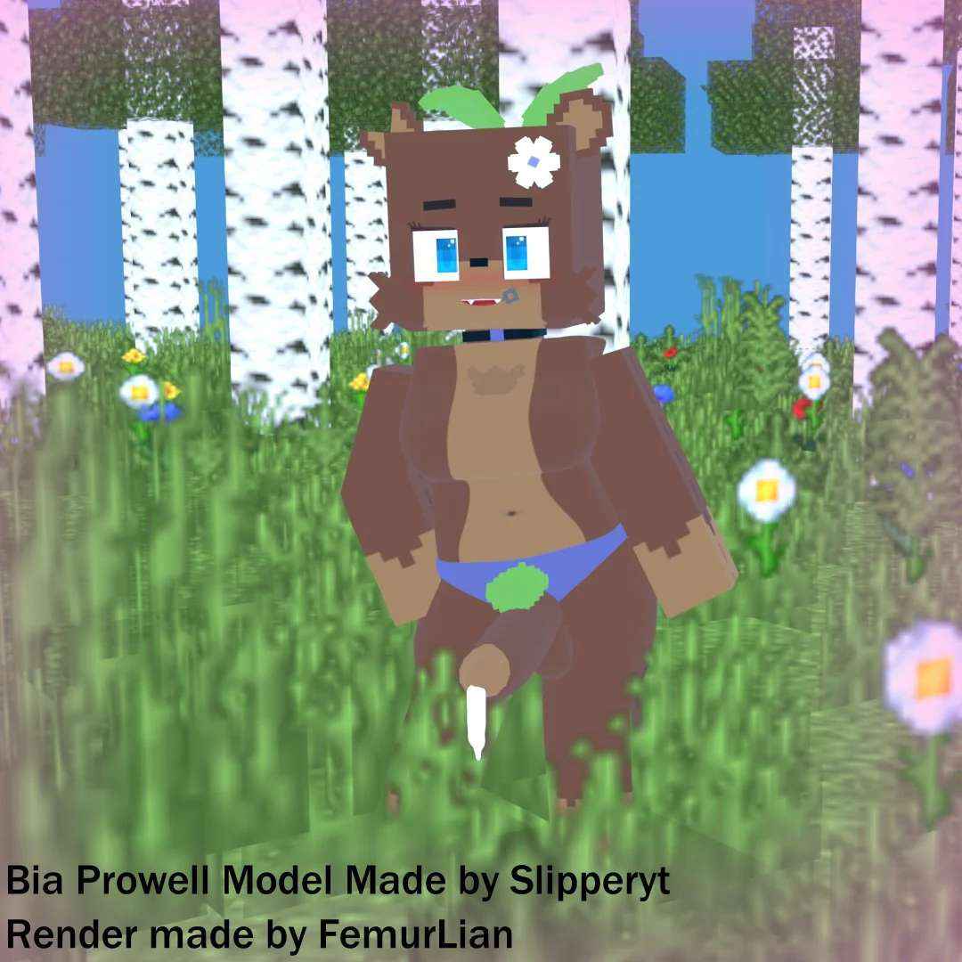 1futa 3d anthro bear_futa bia_prowell_(slipperyt) blue_eyes blue_panties breasts collar cute femurlian_(artist) flower_on_head forest_background futa futa_only futanari happy_expression medium_ass medium_penis mine-imator minecraft precum seductive_pose semi-erect sexy_pose slipperyt small_breasts teddy_bear