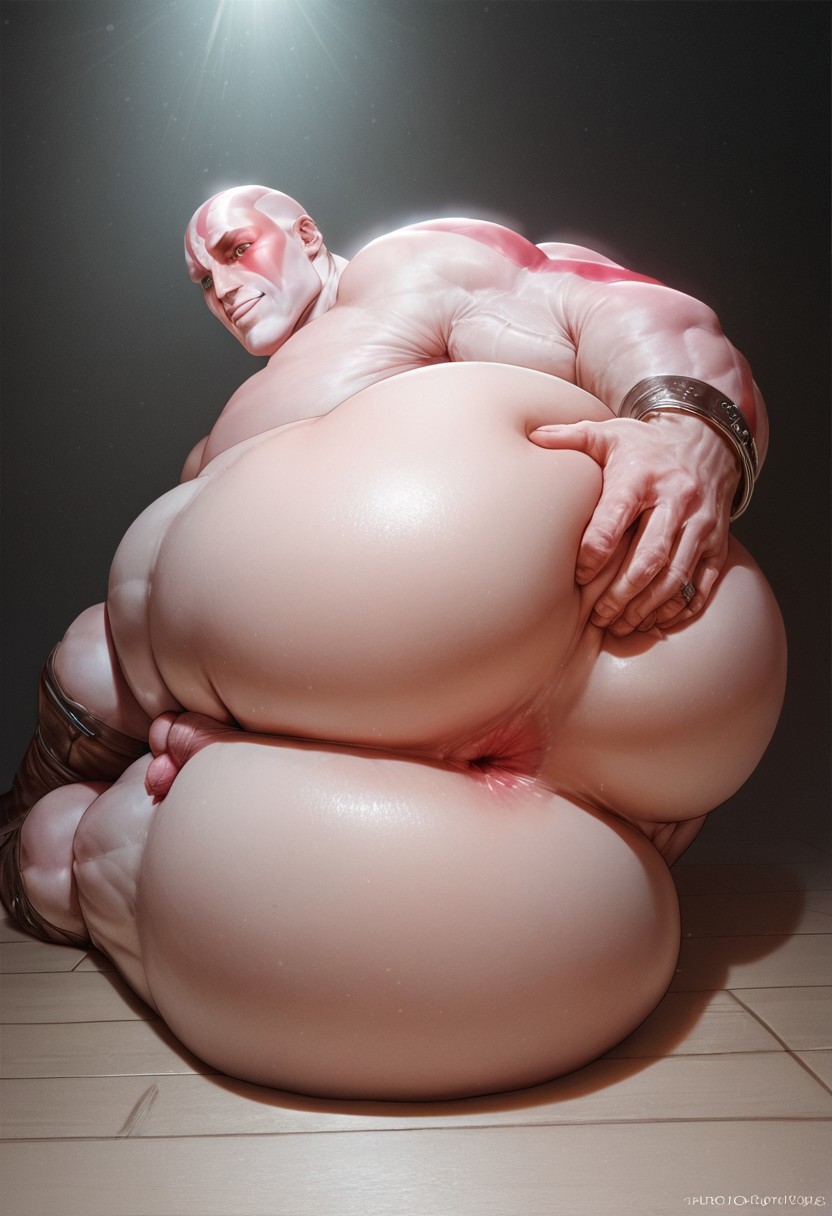 ai_generated bara big_ass big_ass_(male) big_ass_gay gay god_of_war kratos muscular_male rokuworshiper small_penis