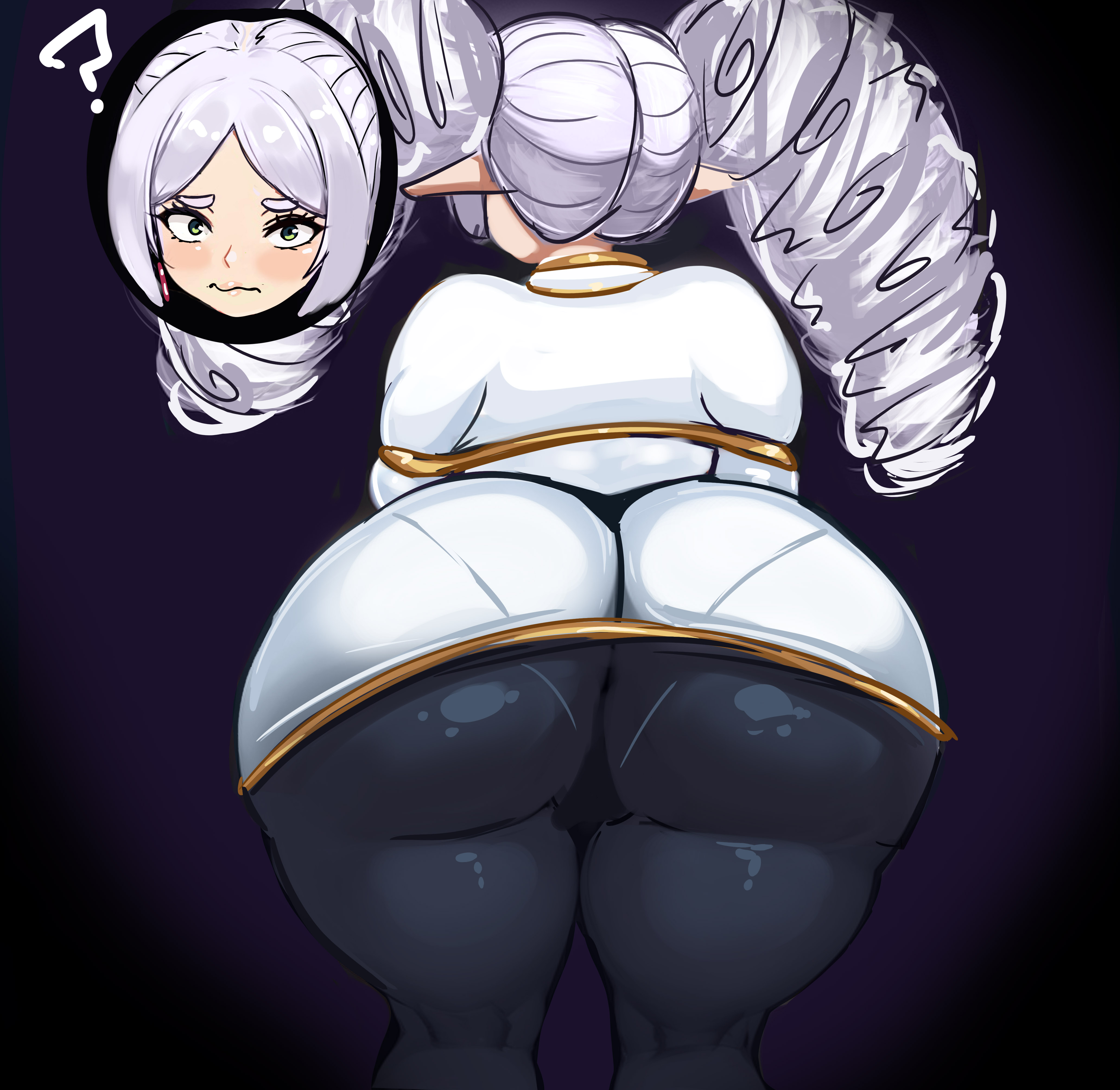 1girls, ass, big ass, chubby, chubby female, drawing, fanart, female, frieren, huge ass, large ass, magentapeel, milf, plump, sousou no frieren, sweat, voluptuous, white hair