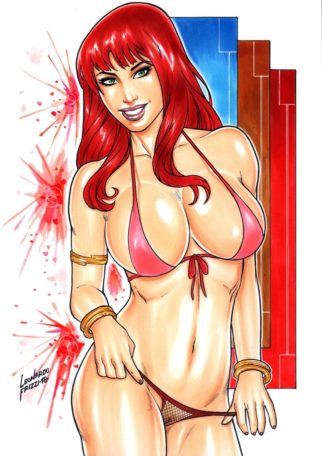 1girls 2018 abstract_background bangs belly_button big_breasts bra bracelet bracelets breasts busty cleavage curvaceous curvy dated ed_benes_studio eyeshadow female female_only green_eyes human large_breasts leonardo_frizzi long_hair makeup marvel marvel_comics mary_jane_watson mascara midriff milf navel panties panty_pull panty_tug pink_bra pink_lips pink_lipstick pinup pussy red_hair red_panties red_thong see-through see-through_panties signature solo spider-man_(series) standing stomach straight_hair thick_thighs thighs thong voluptuous