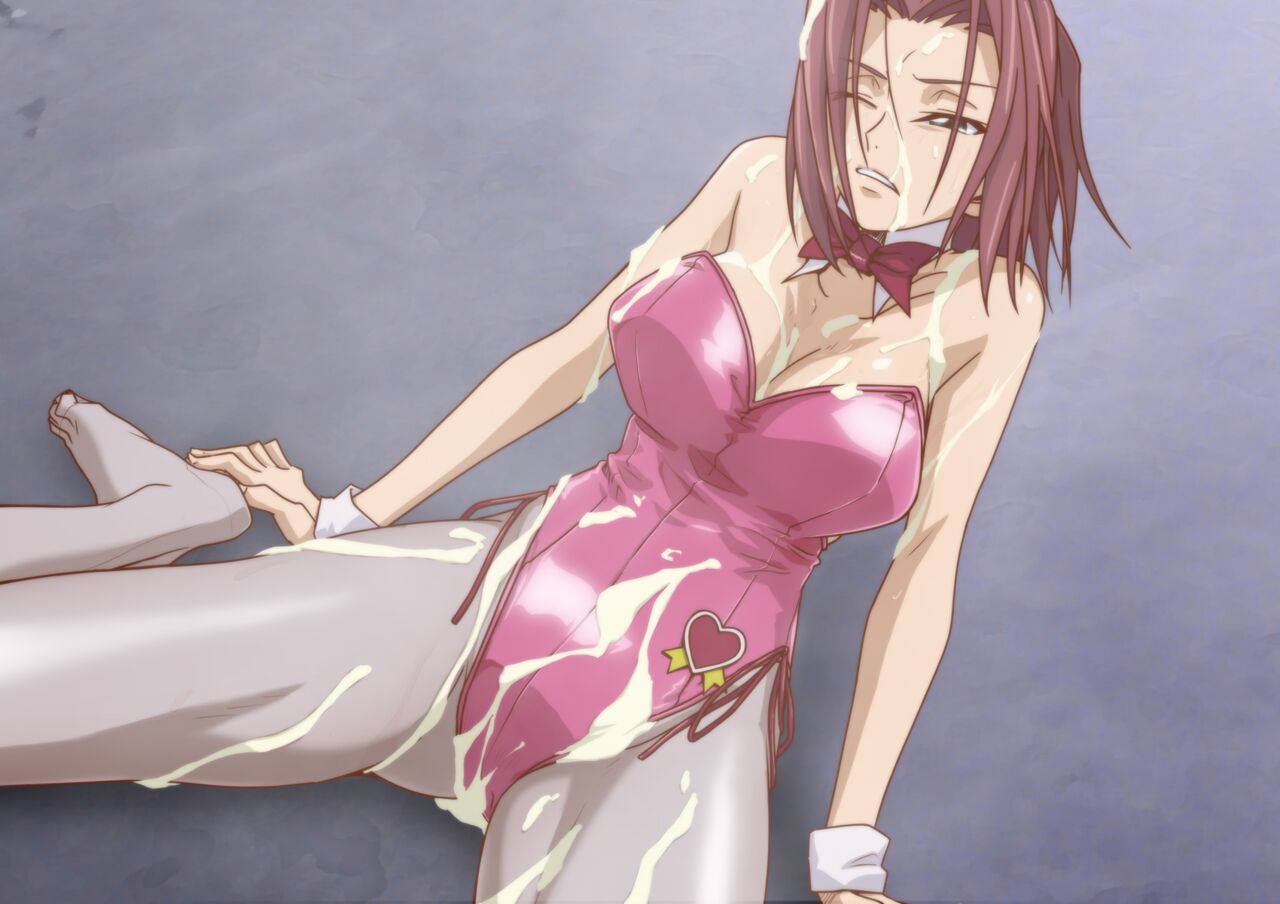 bunny_girl bunnysuit censored code_geass covered_in_cum cum cum_on_body female kallen_stadtfeld kyabakurabakufu large_breasts rape red_hair sex short_hair spread_legs