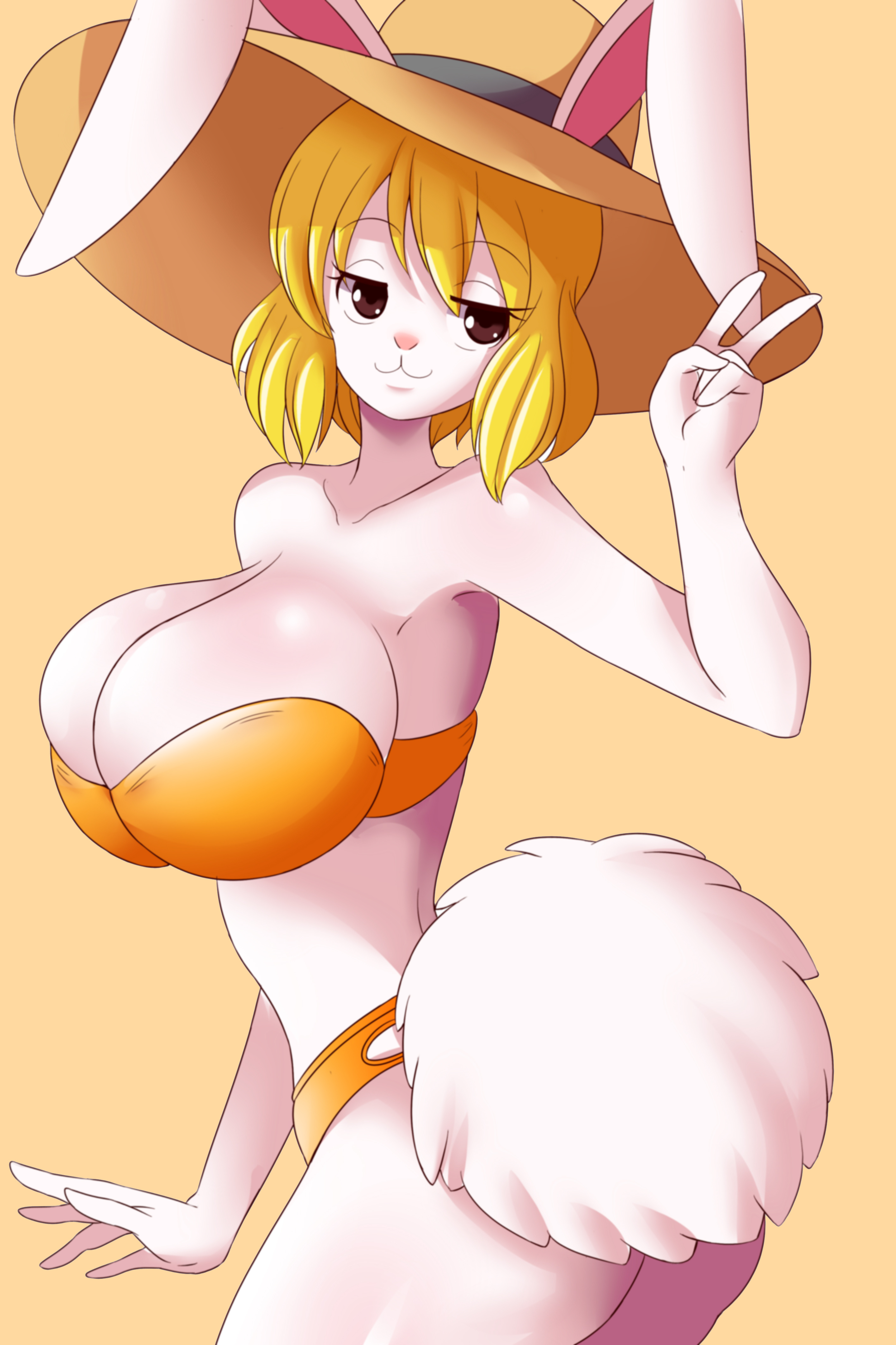 :3, 1girls, anthro, ass, bikini, breasts, carrot (one piece), cleavage, female, female focus, female only, huge breasts, humanoid, large breasts, lucyfercomic, one piece, solo, source request