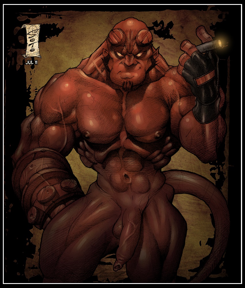 dark_horse demon flaccid hellboy hellboy_(series) hellboysoto male male_focus male_only muscles nude penis red_skin solo solo_male