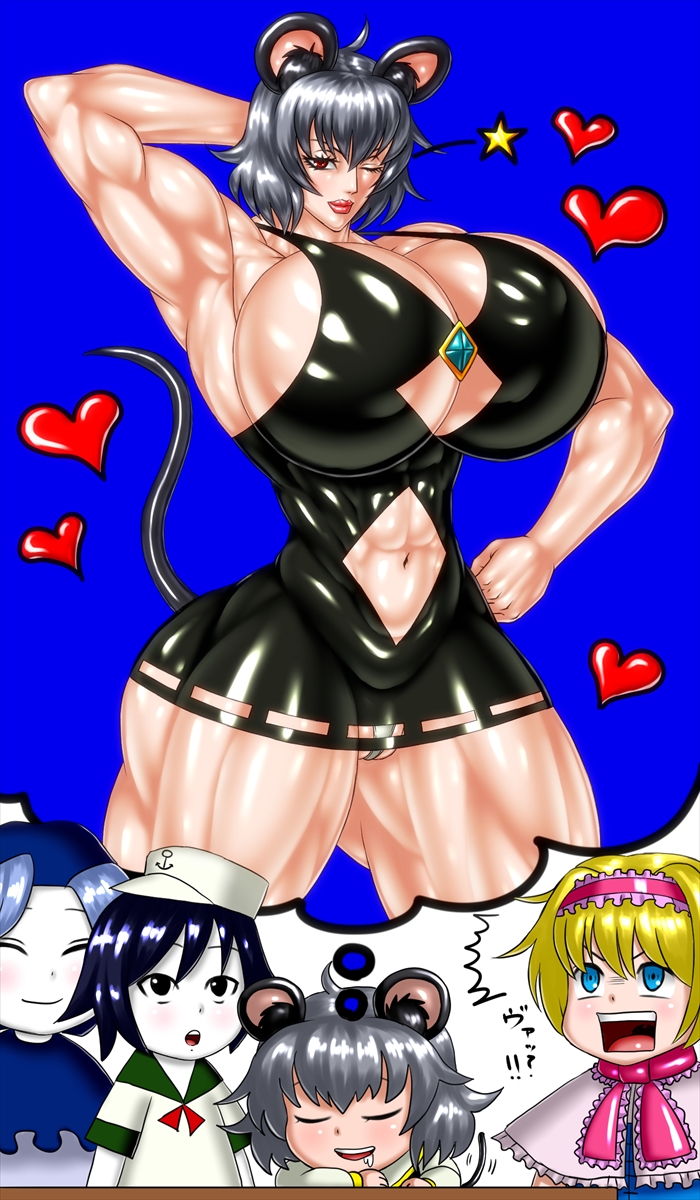 abs animal_ears bare_shoulders big_breasts black_dress black_hair blonde_hair blue_eyes blush brown_eyes busty cleavage closed_eyes curvy detailed_background dreaming dress drooling eyelashes female female_only front_view gray_hair group hat headband hourglass_figure humanoid japanese_text looking_up multiple_females multiple_girls muscle muscular muscular_female negoto_(nego6) one-eye_closed original_character panties pantyshot pantyshot_(standing) pose posing ribbon shiny shiny_skin short_dress skirt sleeping standing tail text thick_thighs thong translation_request underwear voluptuous wide_hips wink yellow_hair