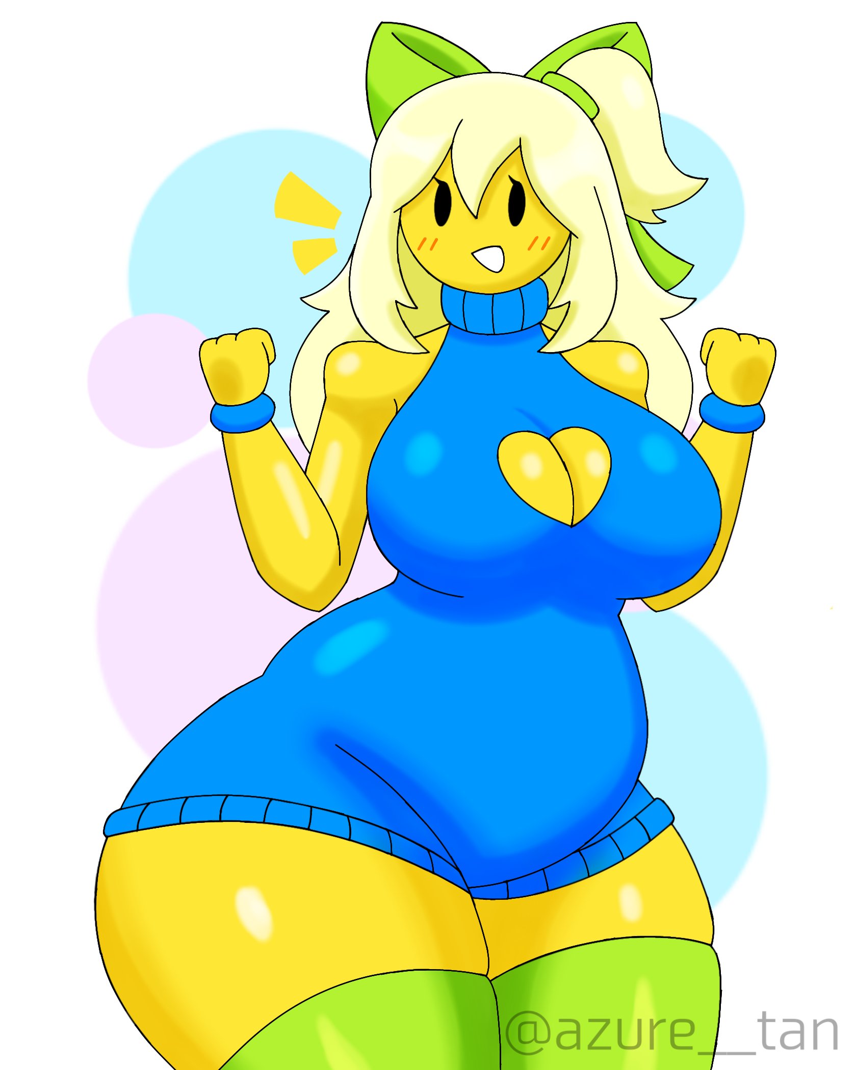azure tan, breasts, clothed, female, noob, roblox, robloxian, solo, source request, tagme, thick thighs, thighs, twitter username