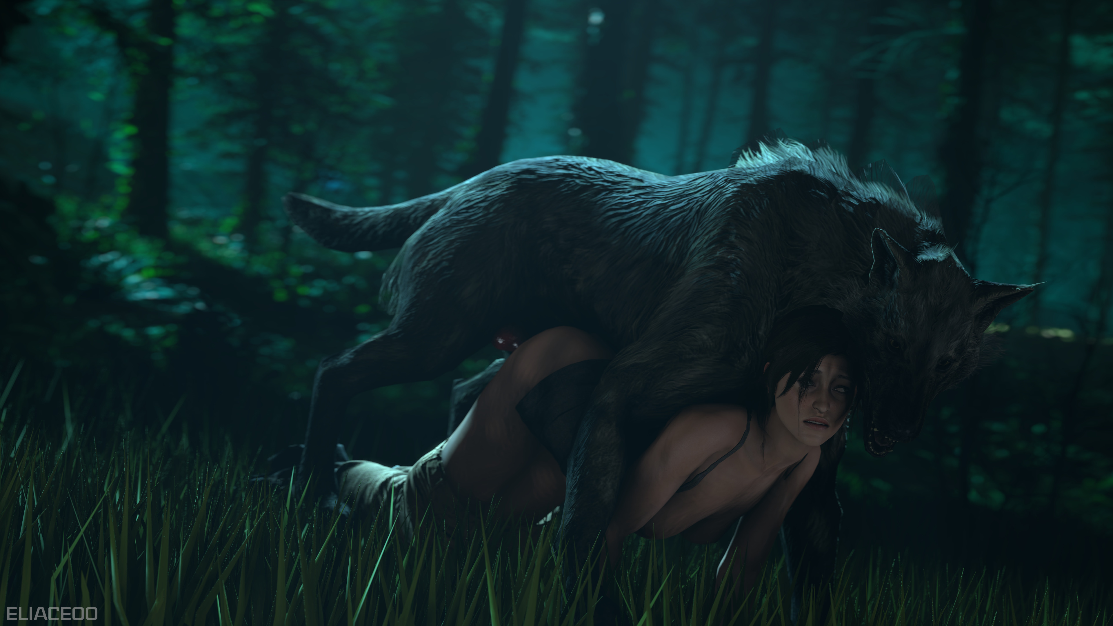 1animal, 3d, all fours, ambiguous penetration, animal genitalia, animal penis, big dom small sub, brown hair, canine, canine penis, clothed female, dominant feral, eliaceoo, female, female on feral, feral, feral on female, feral on human, feral penetrating human, interspecies, knot, lara croft, lara croft (survivor), male, mounting, outdoors, penile penetration, penis, quadruped, sex, source filmmaker, submissive female, tomb raider, tomb raider (survivor), wolf, zoophilia