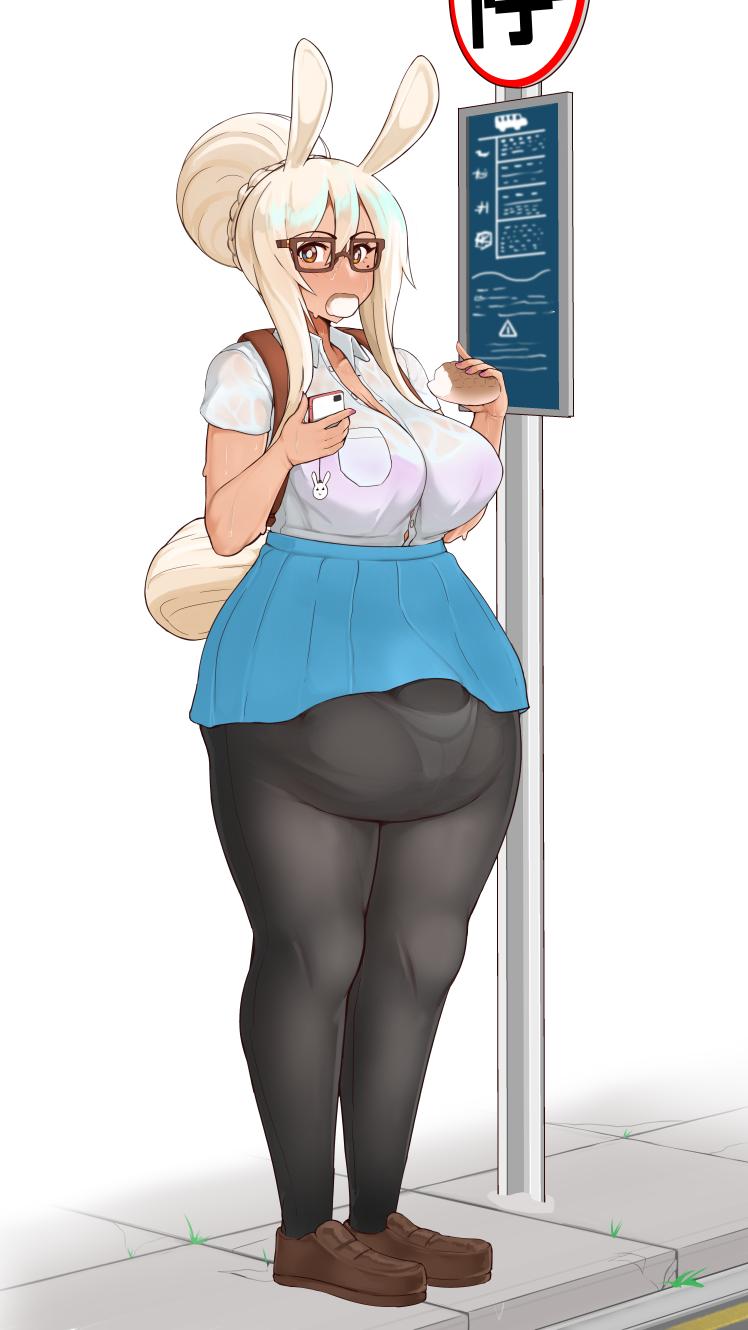 1futa, balls, big breasts, breasts, bulge, cleavage, dickgirl, flaccid, futa only, futanari, gaikiken, huge balls, hyper, hyper balls, intersex, large breasts, pantyhose, penis, solo, solo futa