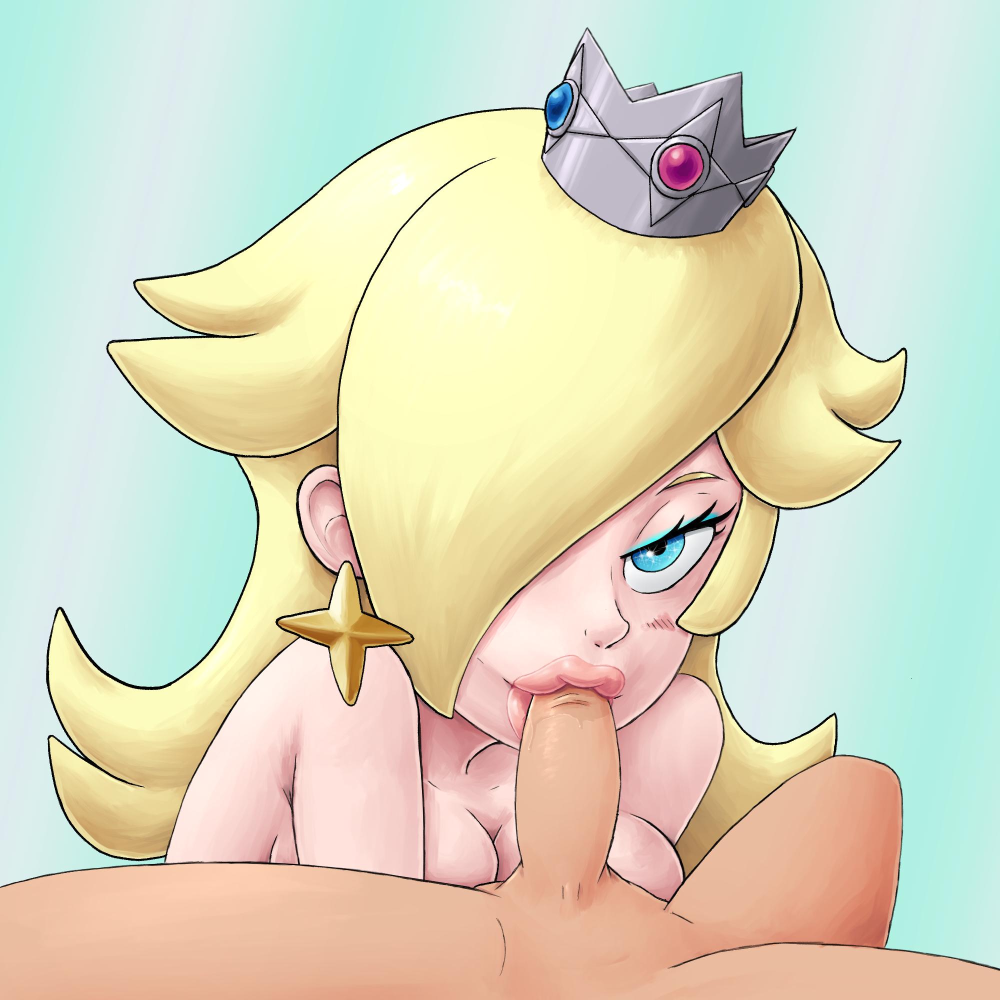 :>=, 1boy, 1girls, bedroom eyes, big breasts, big lips, blowjob, blue eyes, breasts, cleavage, covered breasts, crown, duo, earrings, eyeshadow, fellatio, female, female focus, hair over one eye, half-closed eyes, human, large breasts, light skin, light-skinned female, light-skinned male, lips, lipstick, long hair, male, male pov, mario (series), naked, nintendo, nude, oral, pale skin, pale-skinned female, penis, platinum blonde hair, pov, princess rosalina, royalty, simple background, small penis, small penis adoration, soubriquetrouge, star earrings, straight, thick lips