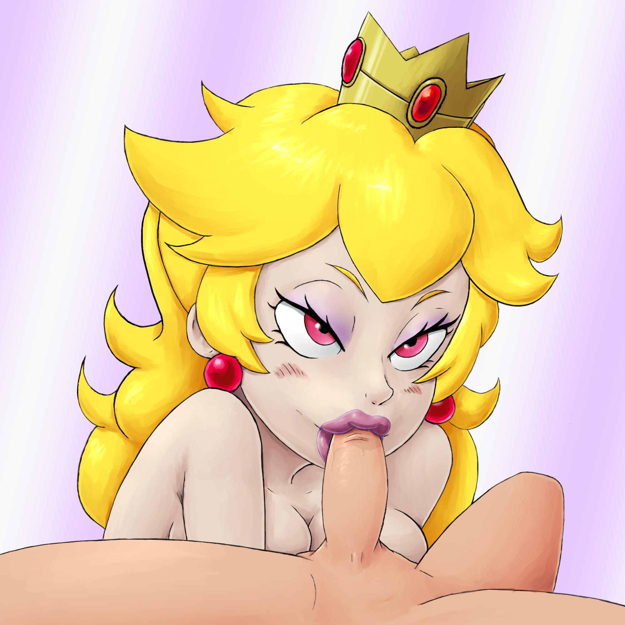 :>=, 1boy, 1girls, bedroom eyes, blonde hair, blowjob, blush, brainwashing, breasts, colored, corruption, covered breasts, crown, dark persona, duo, earrings, eyeshadow, fellatio, female, female focus, femdom, femsub, half-closed eyes, hypnosis, hypnotized, light skin, light-skinned female, light-skinned male, lips, lipstick, long hair, male, male pov, mario (series), mind control, naked, nintendo, nude, oral, paper mario, paper mario: the thousand-year door, pearl earrings, possession, princess peach, red eyes, royalty, shadow peach, shadow queen, simple background, soubriquetrouge, straight