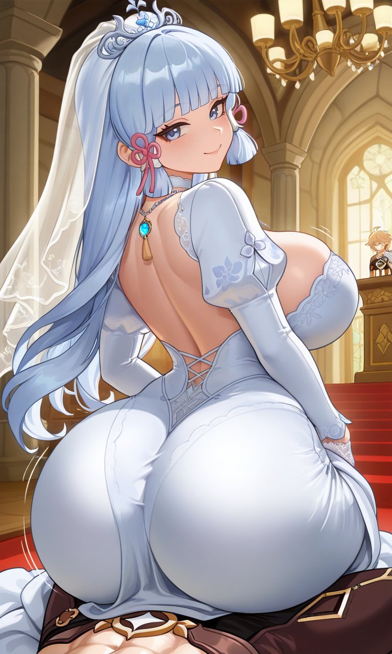 1boy, 1boy1girl, 1girl1boy, 1girls, 1male1female, aether (genshin impact), ai generated, ass, ass bigger than head, ass focus, big ass, big breasts, blonde hair, blonde-haired male, blue eyes, blue eyes female, blue gemstone, blue hair, blue hair female, breasts, couple, couple (romantic), couple focus, couple love, couple sex, dry humping, duo, female, female on human, female on male, female on top, female/male, gem, gem necklace, genshin impact, grinding, grinding through clothes, hoyoverse, huge ass, huge breasts, humping, image, kamisato ayaka, light blue hair, light-skinned female, light-skinned male, long blue hair, long hair, long hair female, long light blue hair, male, male/female, mihoyo, necklace, traveler (genshin impact), wedding dress