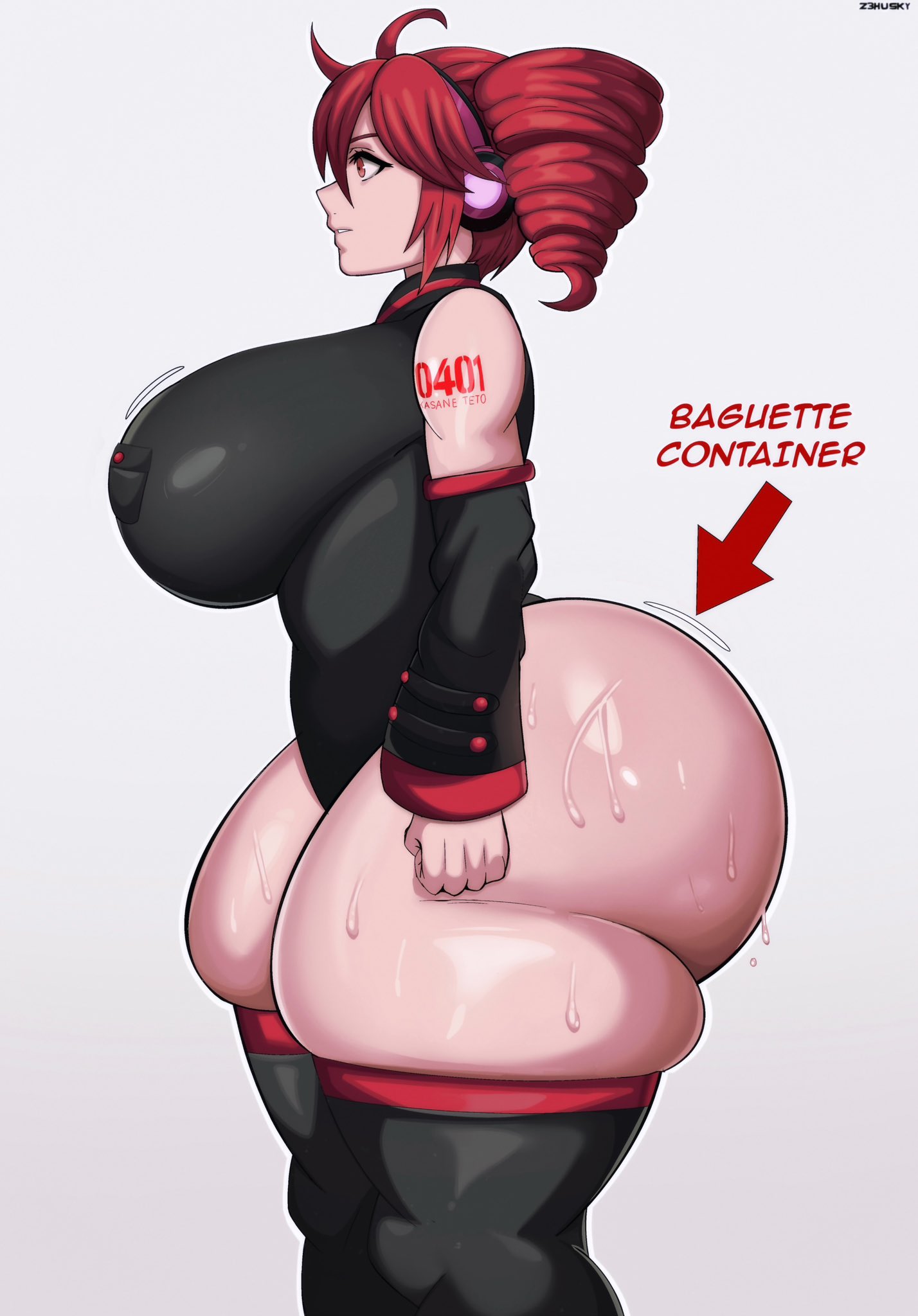 ass black_legwear dumptruck_ass evil_container fat_ass fatass_teto female female_only from_side huge_ass huge_breasts kasane_teto meme red_hair side_ass thick thick_ass thick_thighs thighhighs twin_drills vocaloid z3husky