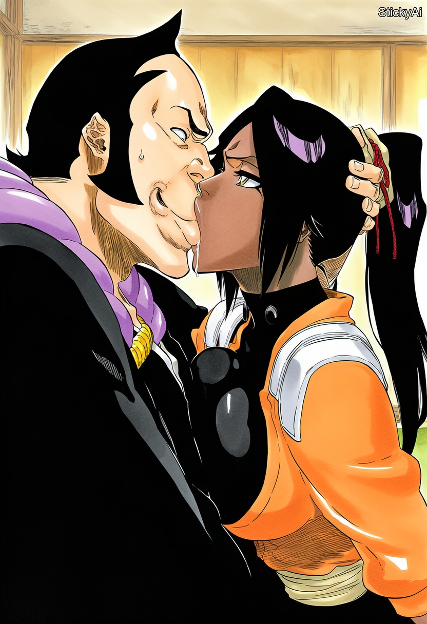 accurate_art_style ai_generated anime_coloring bleach cursed_image curvy female female_only manga_style mature mature_female pinup shihouin_yoruichi solo solo_female solo_focus stickyai