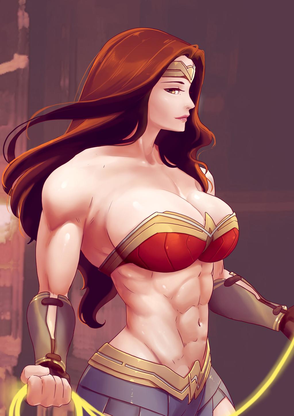 1girls, abs, altertwentytwo, armor, armpits, belly, big breasts, breasts, cleavage, clothed, dc, dc comics, diana prince, female, female only, holding, huge breasts, large breasts, midriff, muscles, muscular, muscular female, navel, pose, solo, standing, thin waist, whip, wonder woman, wonder woman (series)