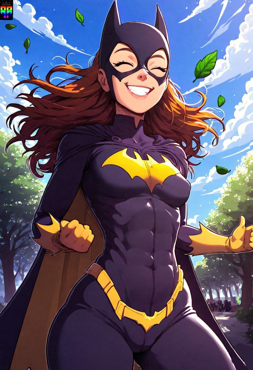ai generated, ass, barbara gordon, batgirl, batman (series), big ass, breasts, cute face, dc, dc comics, female, fit, fit female, repartz, slender body, small breasts, thick thighs, tight clothing