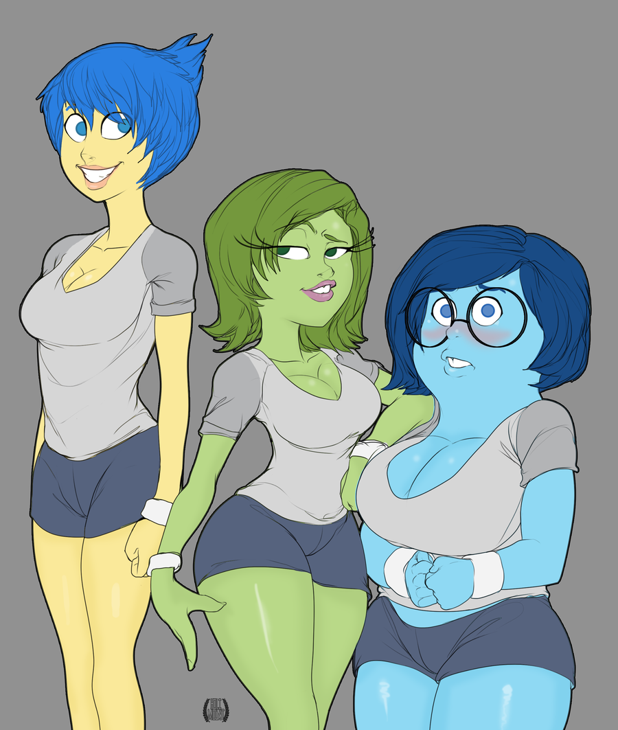 2024 2d 3girls big_breasts blue_body blue_eyes blue_hair blue_skin breasts disgust_(inside_out) disney exercise exercise_clothing female full_color fully_clothed green_body green_hair green_skin holimount huge_boobs huge_breasts inside_out inside_out_2 joy_(inside_out) multiple_girls no_penetration pants pixar sadness_(inside_out) shirt short_hair short_hair_female short_pants shorts size_difference sports_shorts tagme trio trio_focus yellow_body yellow_skin