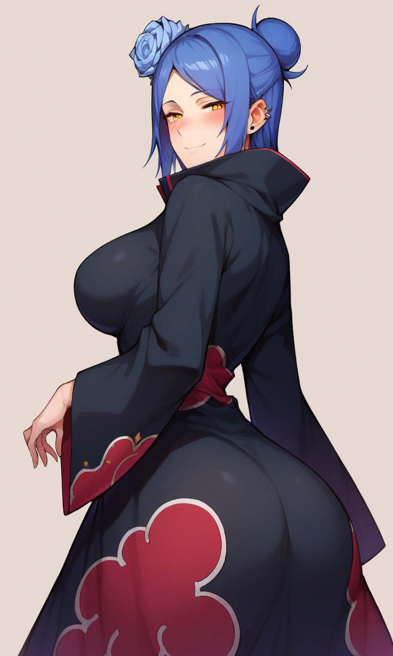 1girls ai_generated akatsuki_(naruto) anatar ass ass_focus back_view bare_ass bare_legs bare_thighs big_ass big_breasts blue_hair bottomless breasts clothed clothed_female clothing dress eyelashes eyeliner eyeshadow female female_only flower flower_in_hair from_behind hair_ornament huge_breasts konan long_dress long_hair looking_back looking_back_at_viewer makeup nai_diffusion naruto naruto_(series) naruto_shippuden orange_eyes paipan pale-skinned_female pale_skin presenting presenting_ass presenting_hindquarters rear_view round_ass shiny shiny_hair shiny_skin sideboob skin_tight skindentation solo solo_focus stable_diffusion thick_thighs thighs underwear voluptuous wide_hips