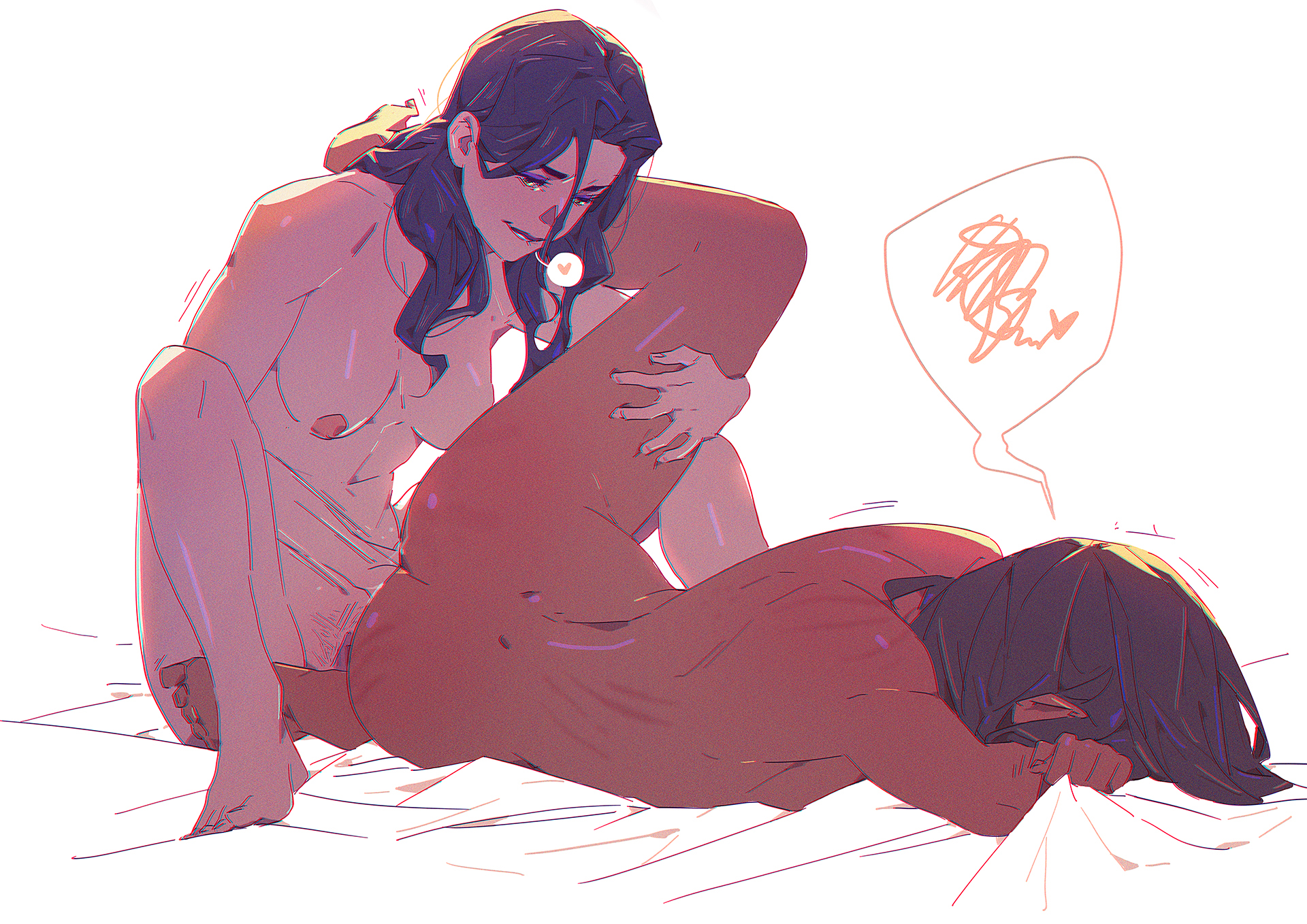 2girls, asami sato, avatar legends, black hair, breasts, brown hair, canon couple, denimcatfish, female, fingering, fully naked, korra, the avatar, the legend of korra, water tribe, yuri
