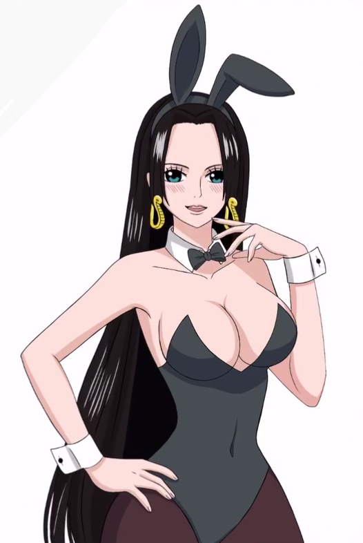 black_hair boa_hancock bunny_ears bunnysuit cleavage cosplay female female_only hfxpins one_piece