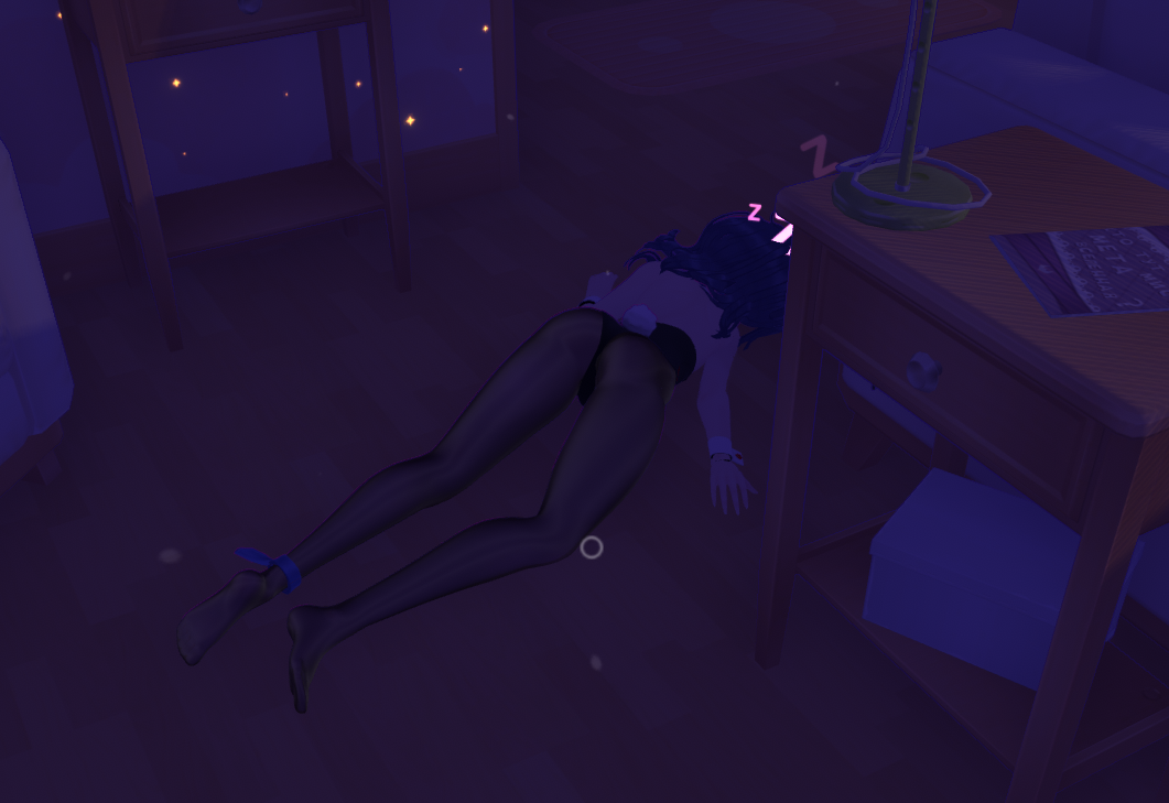 1female 1girls 3d ass breasts bunny_tail bunnysuit cute cute_girl dark_purple_hair female female_focus female_only game_cg game_mod girl indigo_hair knocked_out light-skinned_female light_skin messy_hair miside mita_(miside) mod purple_hair room sleeping sleeping_on_floor sleepy sleepy_mita_(miside) solo_female tagme top_view upper_body video_games