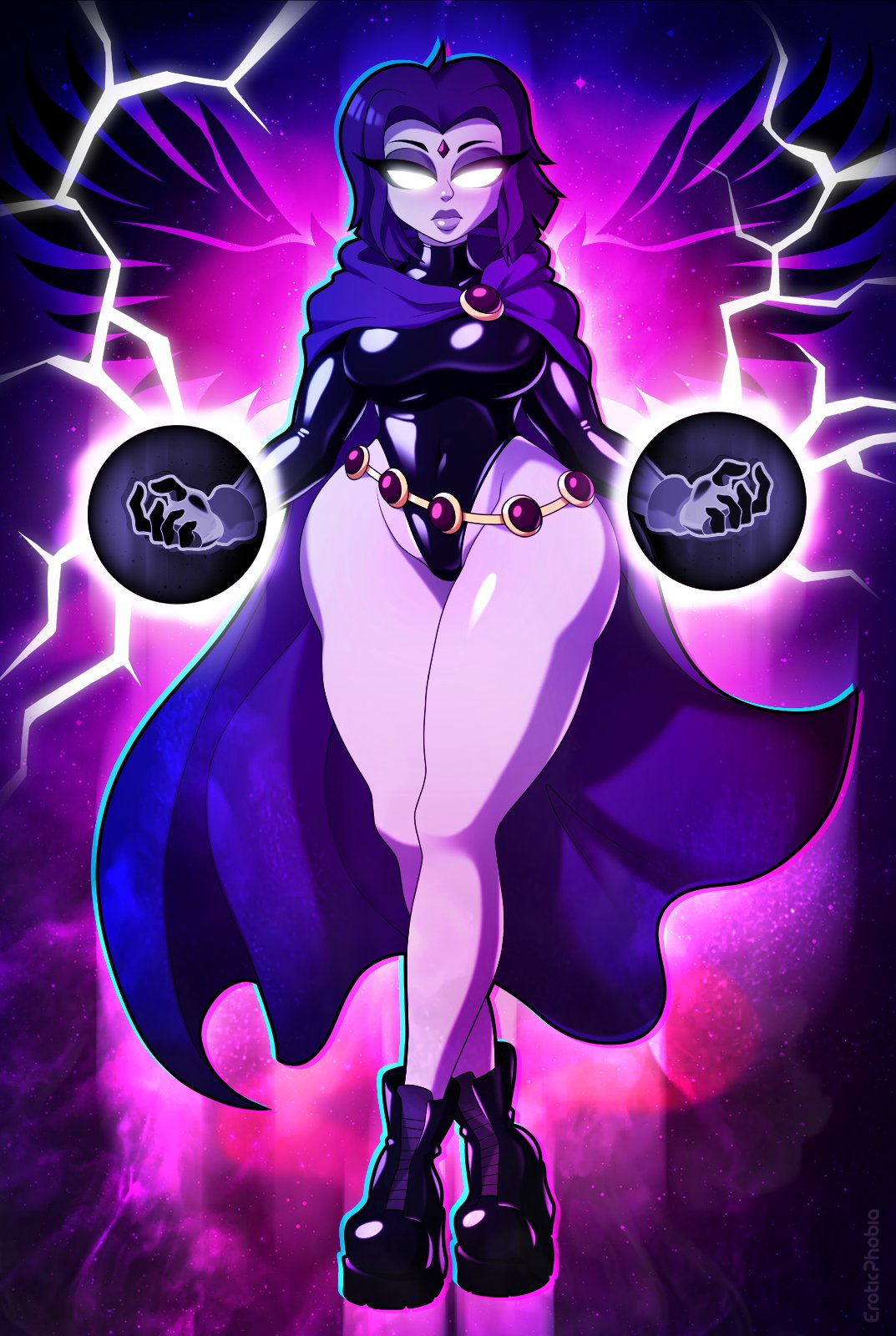 1girls background dc dc_comics eroticphobia posing raven_(dc) superhero superheroine teen_titans