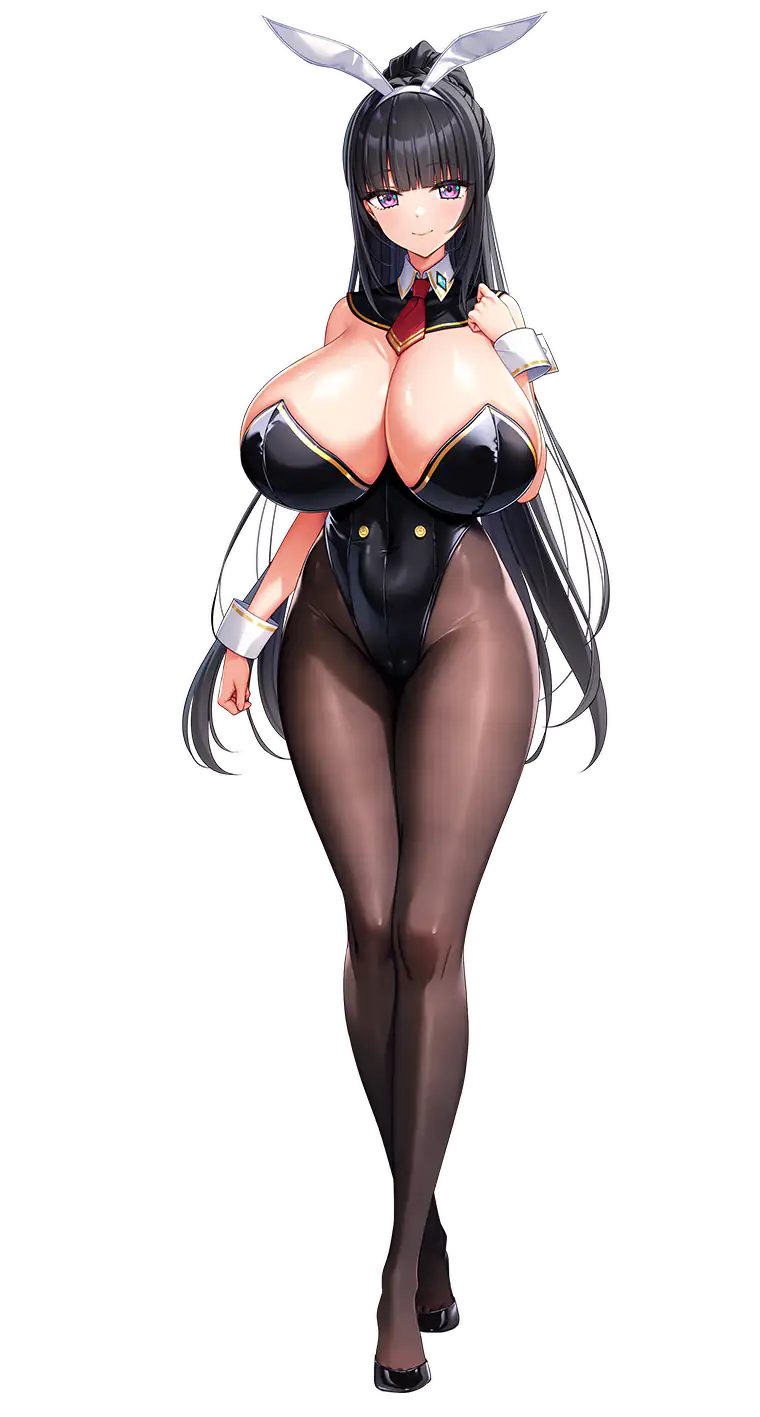 1girls bangs bare_shoulders big_breasts black_hair breasts bunny_ears bunny_girl bunnysuit cleavage curvy curvy_female derauea detached_collar detached_sleeves female female_only full_body game_cg hair_ribbon large_breasts lingerie long_hair looking_at_viewer milk_factory momina_chichizaki motto!_haramase!_honoo_no_oppai_isekai_oppai_bunny_gakuen! official_art pantyhose png shiny_breasts shiny_skin solo teenager transparent_background