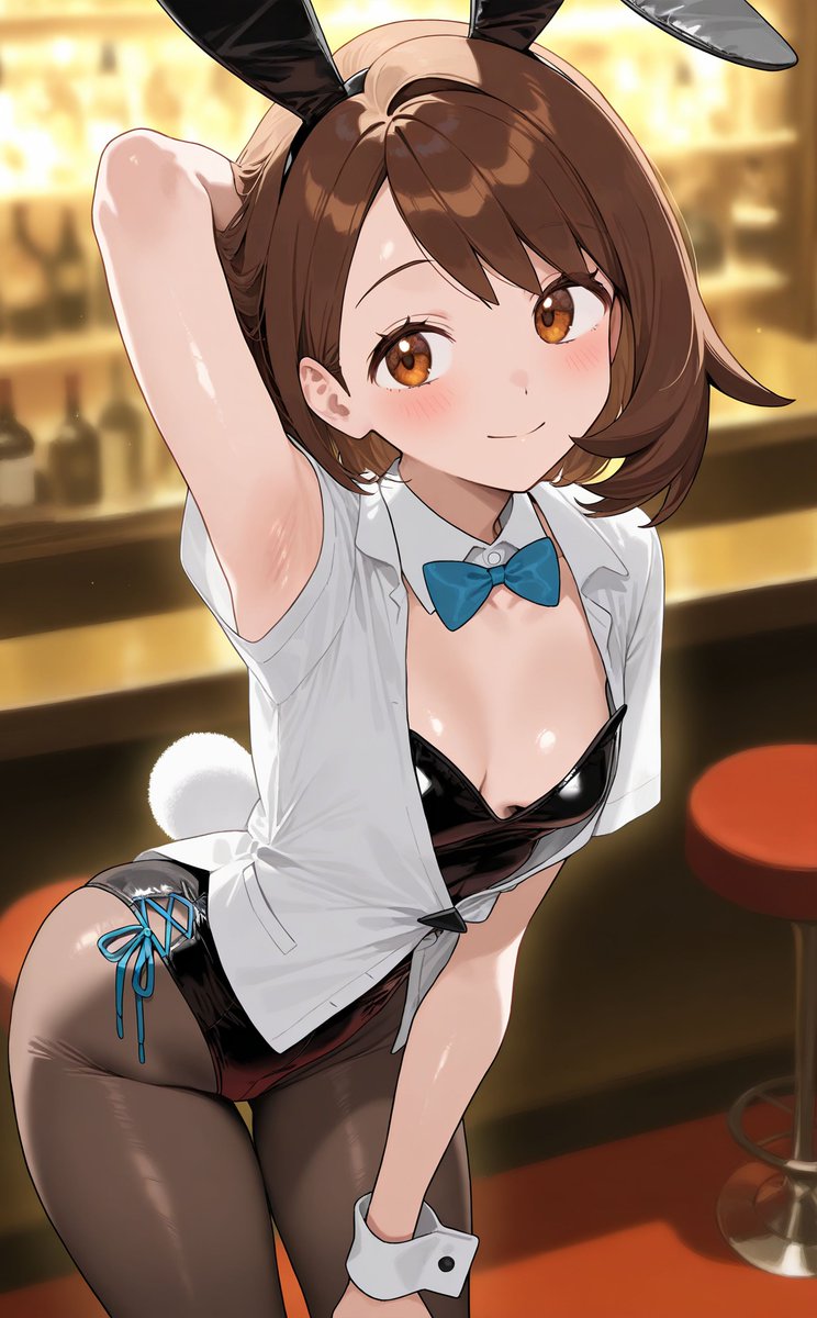 ai generated, armpits, female, gloria (pokemon), highres, kenken2022257, playboy bunny, pokemon