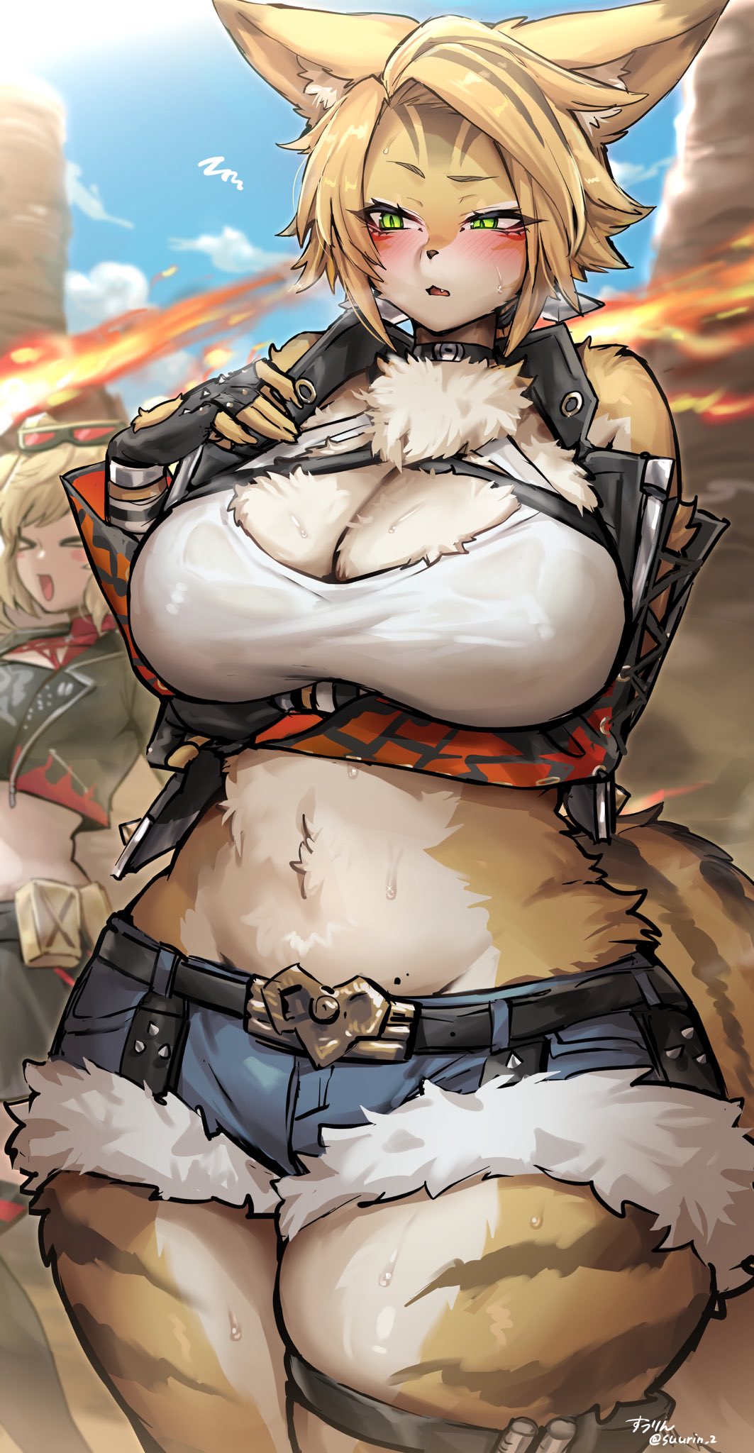 1girls anthro bottom_heavy breasts child_bearing_hips cleavage female female_focus female_only fur furry huge_ass pulchra_(zenless_zone_zero) suurin_(ksyaro) suurin_2 tail thick_ass thick_thighs wide_hips zenless_zone_zero