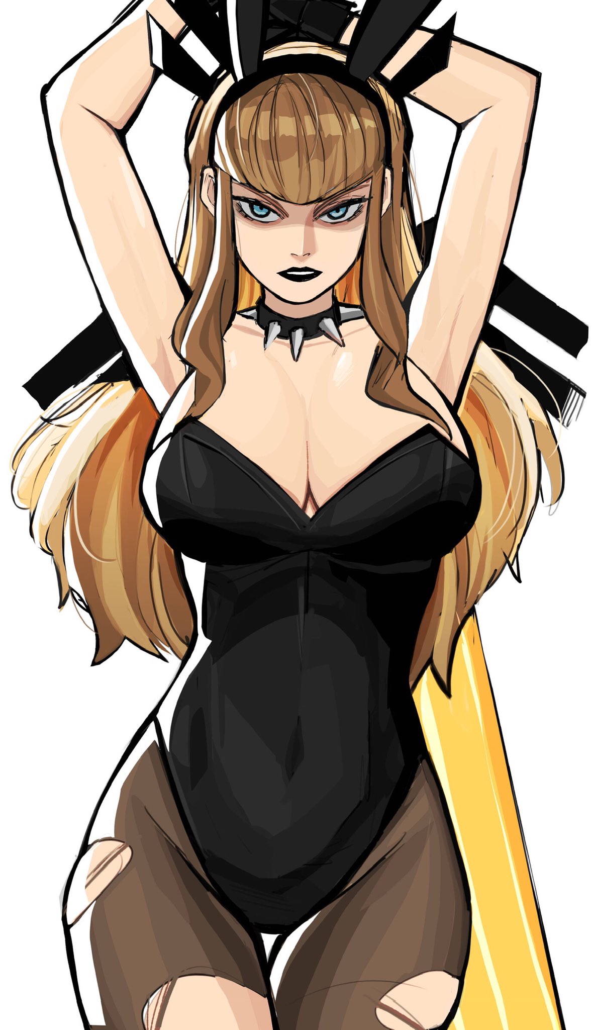 1girls 2d big_breasts bunnysuit cleavage female female_only icek magik_(illyana_rasputin) magik_(marvel_rivals) marvel marvel_rivals ripped_clothing thick_thighs