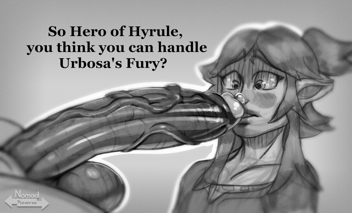1boy, absurdly large cock, balls, big penis, breath of the wild, cock shock, dark skin, dark-skinned futa, fat cock, foreskin, futa on male, futanari, gerudo, huge cock, imminent fellatio, imminent oral, imminent sex, intersex, larger futa, link, looking at penis, looking at viewer, male, monochrome, nomad reverse, partially retracted foreskin, penis, penis awe, penis on face, pent up, precum, retracted foreskin, scared, size difference, sketch, smaller male, the legend of zelda, throbbing penis, uncircumcised, urbosa, veins, veiny penis