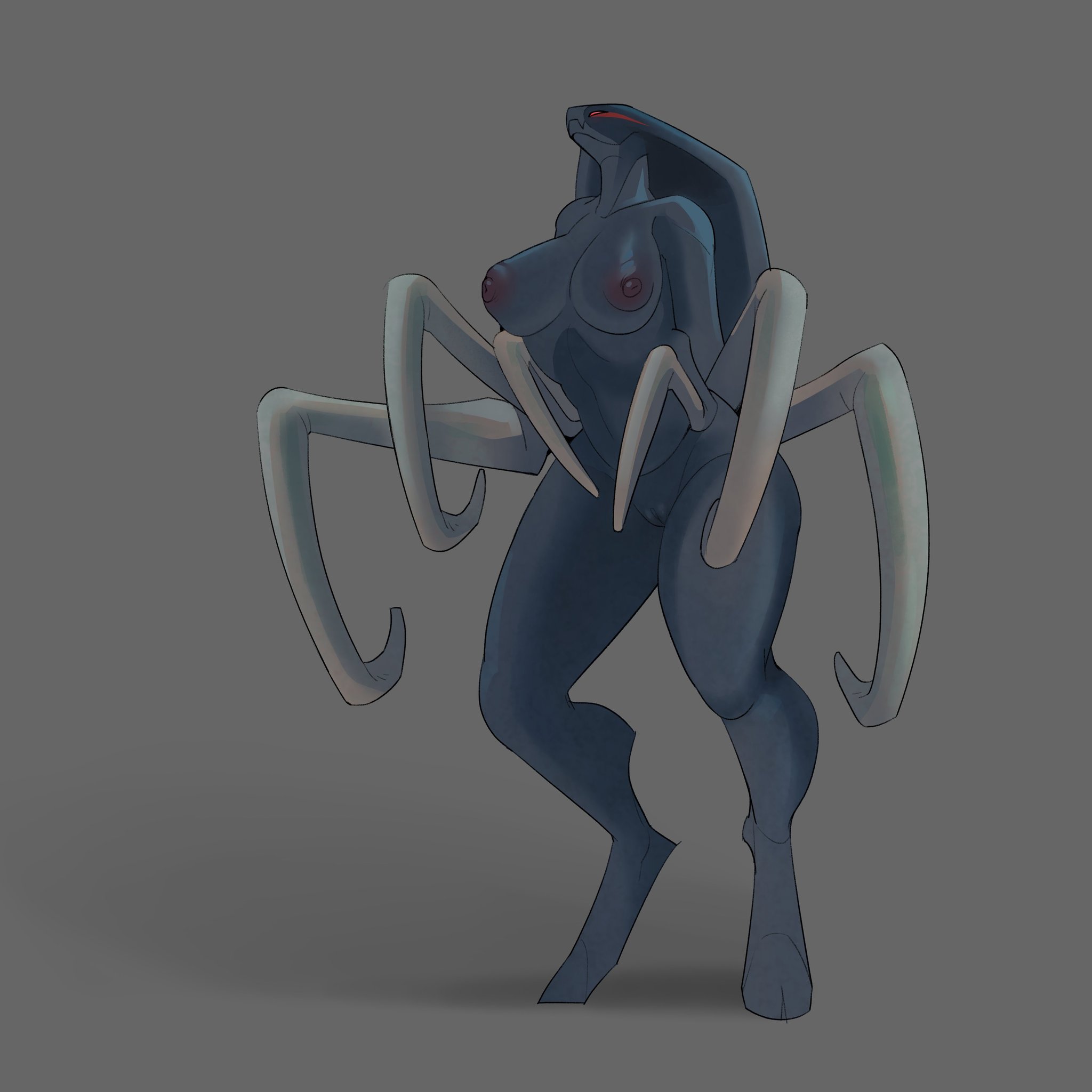 big breasts, big muscles, black body, breasts, cyber d1e, female, monster girl, monster sex, muscles, muto (godzilla), muto female (godzilla)