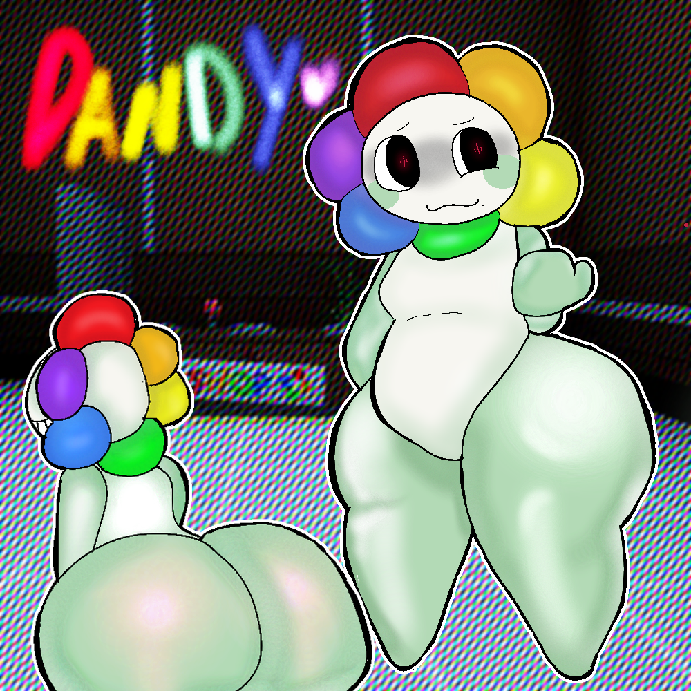 1boy 1femboy :3 ass ass_bigger_than_head big_ass dandy&#039;s_world dandy_(dandy&#039;s_world) degradedlulu male male_only roblox smiling thicc thighs_bigger_than_head