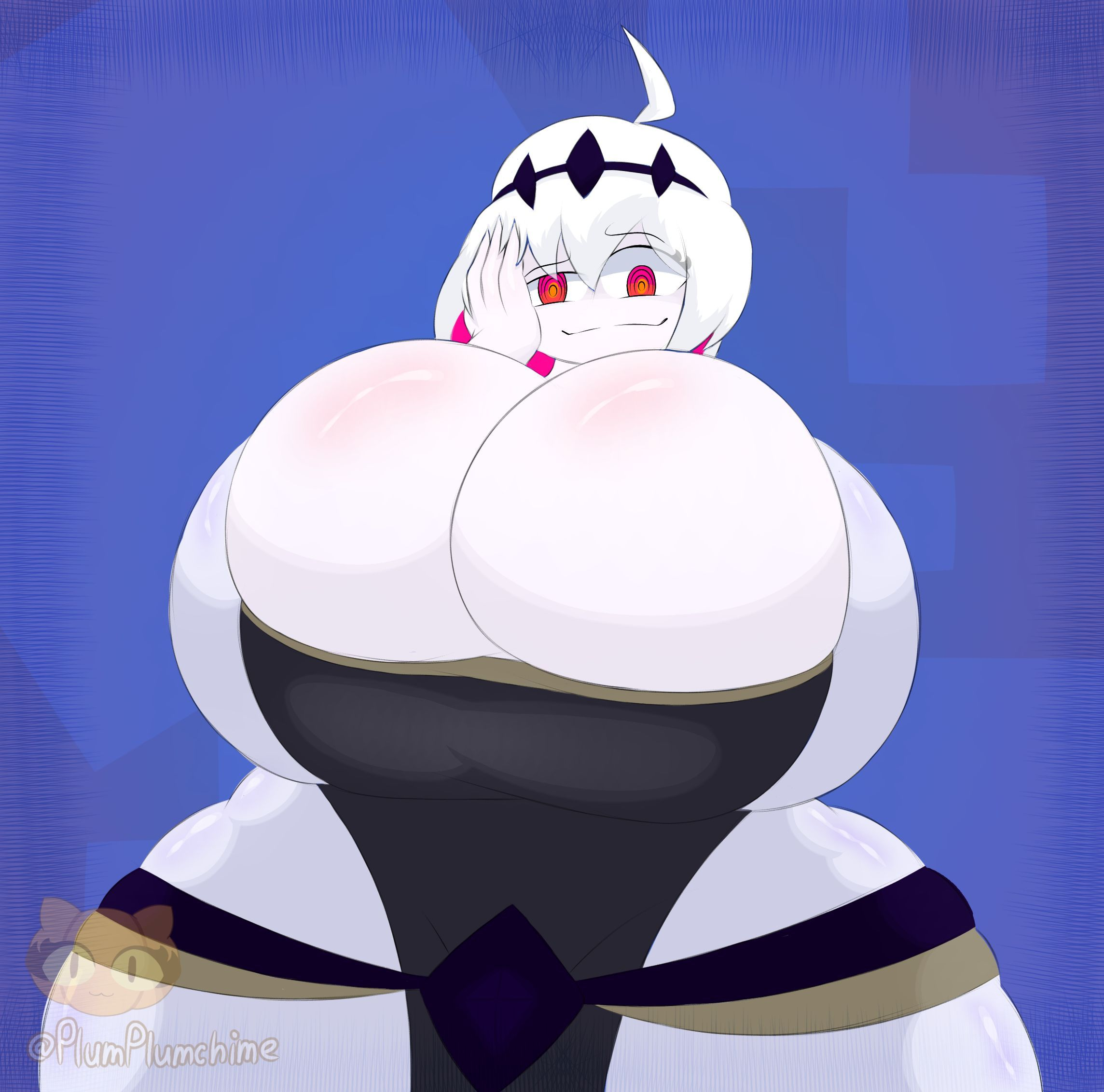 ass, ass bigger than head, big ass, big breasts, big thighs, breasts, breasts bigger than head, cleavage, clothed, enormous breasts, enormous thighs, female, female only, fnf, fnf entity, friday night funkin, friday night funkin mod, friday night funkin: entity, gigantic breasts, gigantic thighs, huge ass, huge thighs, hyper, hyper ass, hyper breasts, looking at viewer, looking down, looking down at viewer, massive breasts, massive thighs, milf, nikusa (fnf), nikusa (sugarratio), no bra, plumkinplumchime, revealing clothes, teasing