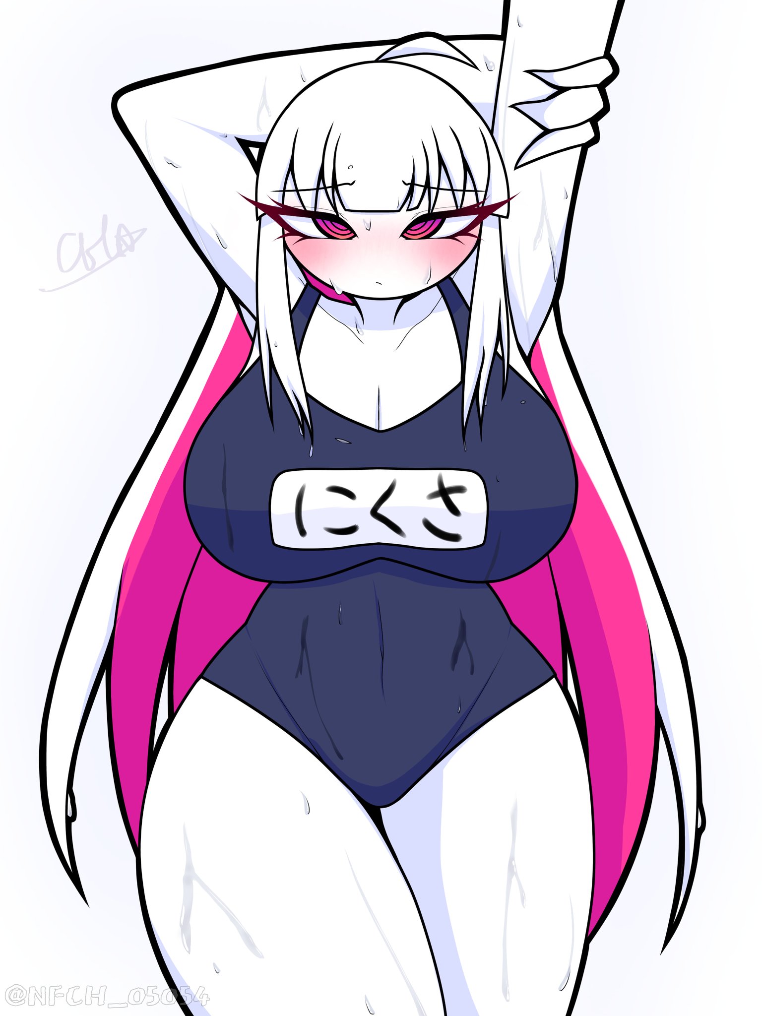 1girls, arms up, big breasts, breasts, female, female only, fnf entity, friday night funkin, friday night funkin mod, friday night funkin: entity, large breasts, nfch 05054, nikusa (sugarratio)