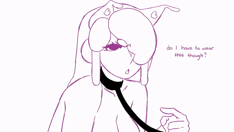 2girls, animated, ass, cat ears, cat girl, cat tail, catgirl, embarrassed, emmpy, female, female only, leash, nine (emmpy), original character, presenting ass, slime girl