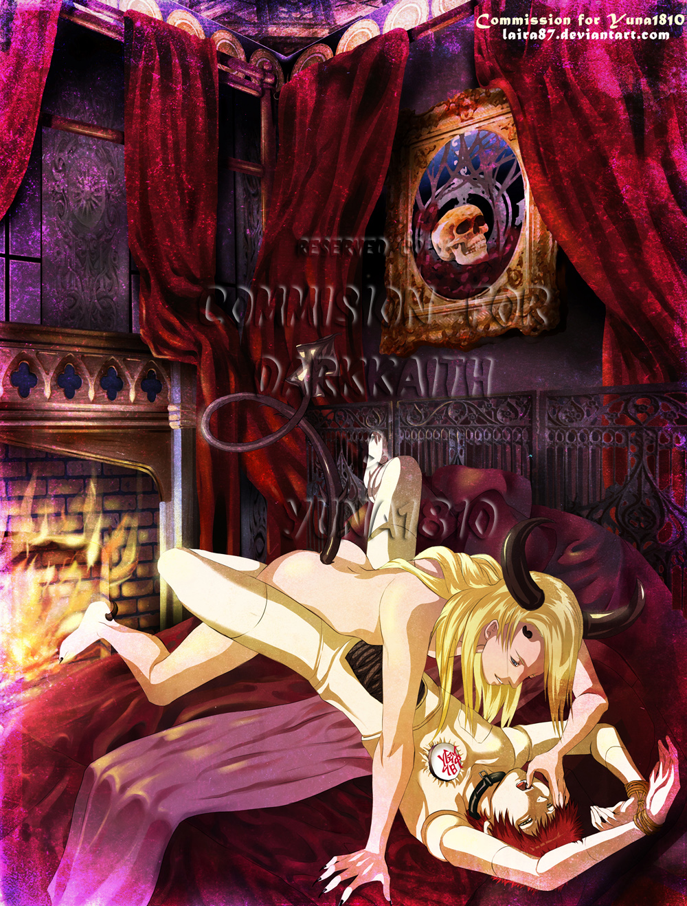 2boys blue_eyes bondage costume deidara demon gay horns human laira87 long_hair male male_only nail_polish naruto nude open_mouth penetration red_hair rope sasori sex short_hair yellow_hair