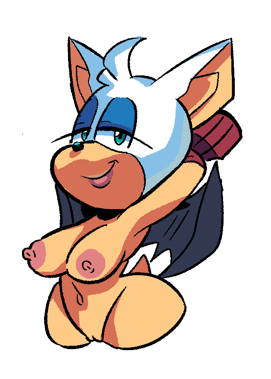 anthro big_breasts breasts female furry kingraam nude pussy rouge_the_bat sonic_(series) sonic_team wings