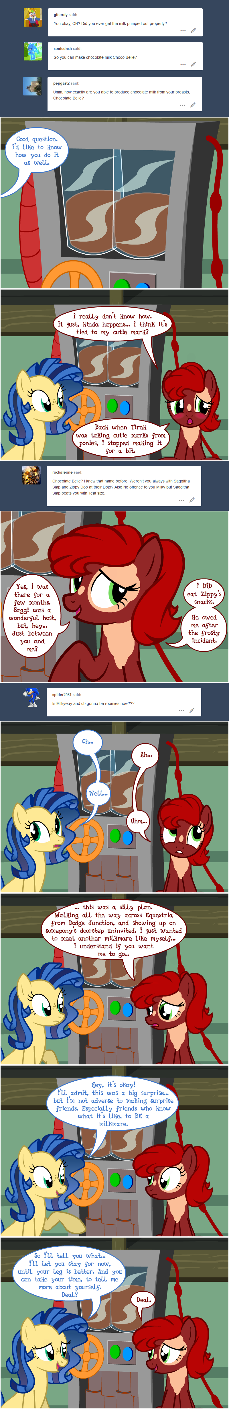 ask_blog chocolate chocolate_belle_(mlp) chocolate_breast_milk chocolate_milk comic dead_source flashequestria lactation milk milky_way_(mlp) my_little_pony oc oc_only pony speech_bubble tumblr