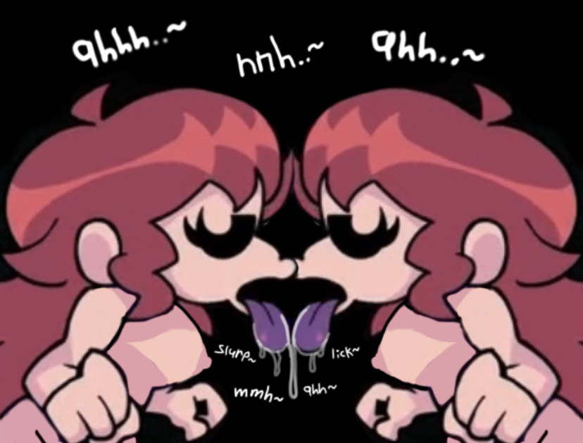 2girls, edit, edited, friday night funkin, girlfriend (friday night funkin), kissing, naked female, self upload, selfcest, tongue, tongue out