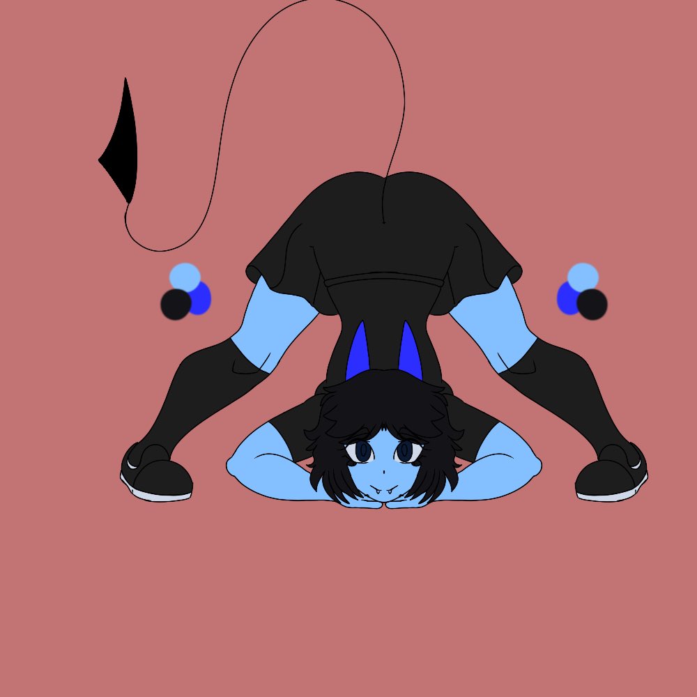 1girls 2023 ass black_eyes black_hair blue_horns blue_nipples blue_skin bluedevil bluey_(bluedevil) breasts clothed clothed_female color_palette demon demon_girl demon_tail face_down_ass_up female female_only horns jack-o_pose kneesocks long_ears looking_at_viewer lowres nipples oni self_insert shorts skirt smile tagme thigh_gap thighs thin_waist