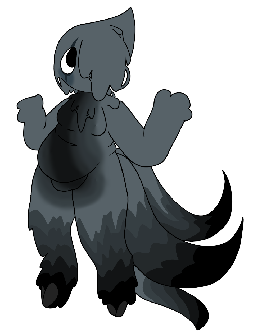 black_and_white black_body blot_(dandy's_world) chubby chubby_belly cuntboy cuntboy_only dandy's_world ink l0lbeep mime no_background no_shading non-sexual_nudity pussy roblox solo