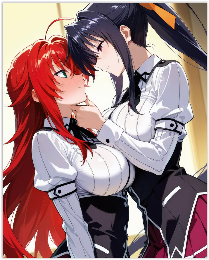 2girls ai_generated akeno_himejima girl_on_girl high_school_dxd lesbian_couple lesbian_domination lesbian_kiss lesbian_sex rias_gremory yuri yuri yuri