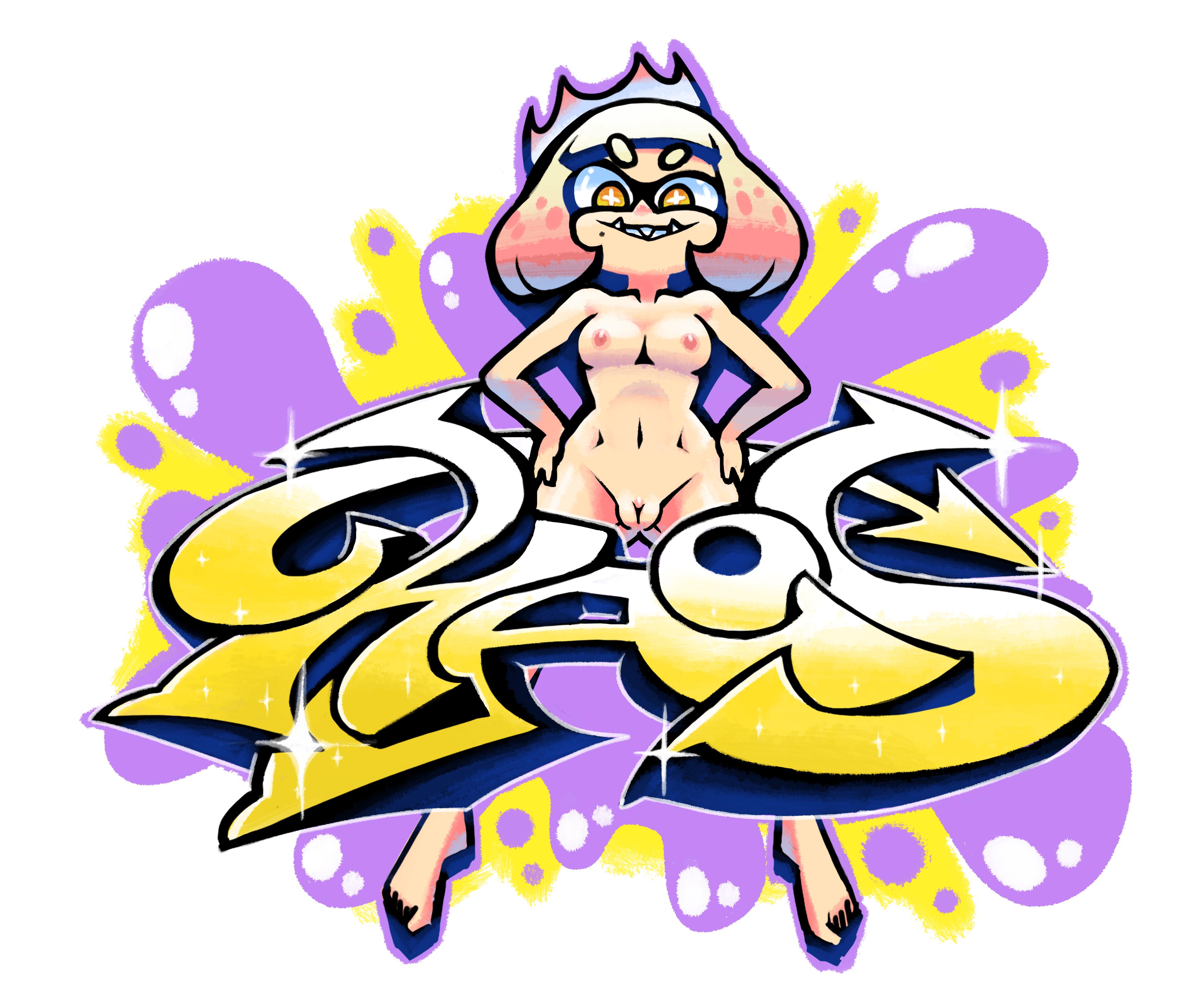 breasts, female, minus8, nintendo, pearl (splatoon), pussy, small breasts, solo, splatfest, splatoon, splatoon 2, tagme