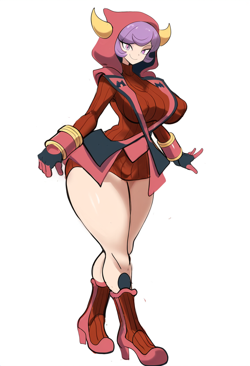 ai_generated big_breasts courtney_(pokemon) curvy female female_focus female_only full_body mullon novelai pokemon pokemon_oras shiny_skin solo solo_female team_magma thick_thighs thighs thighs_together