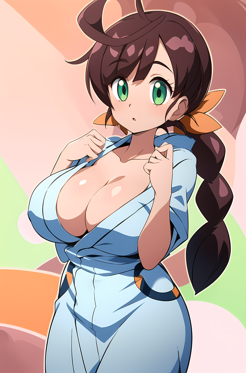 1girls ai_generated big_breasts breasts chloe_(pokemon) female large_breasts light-skinned_female light_skin pokemon pokemon_journeys ryuzam solo