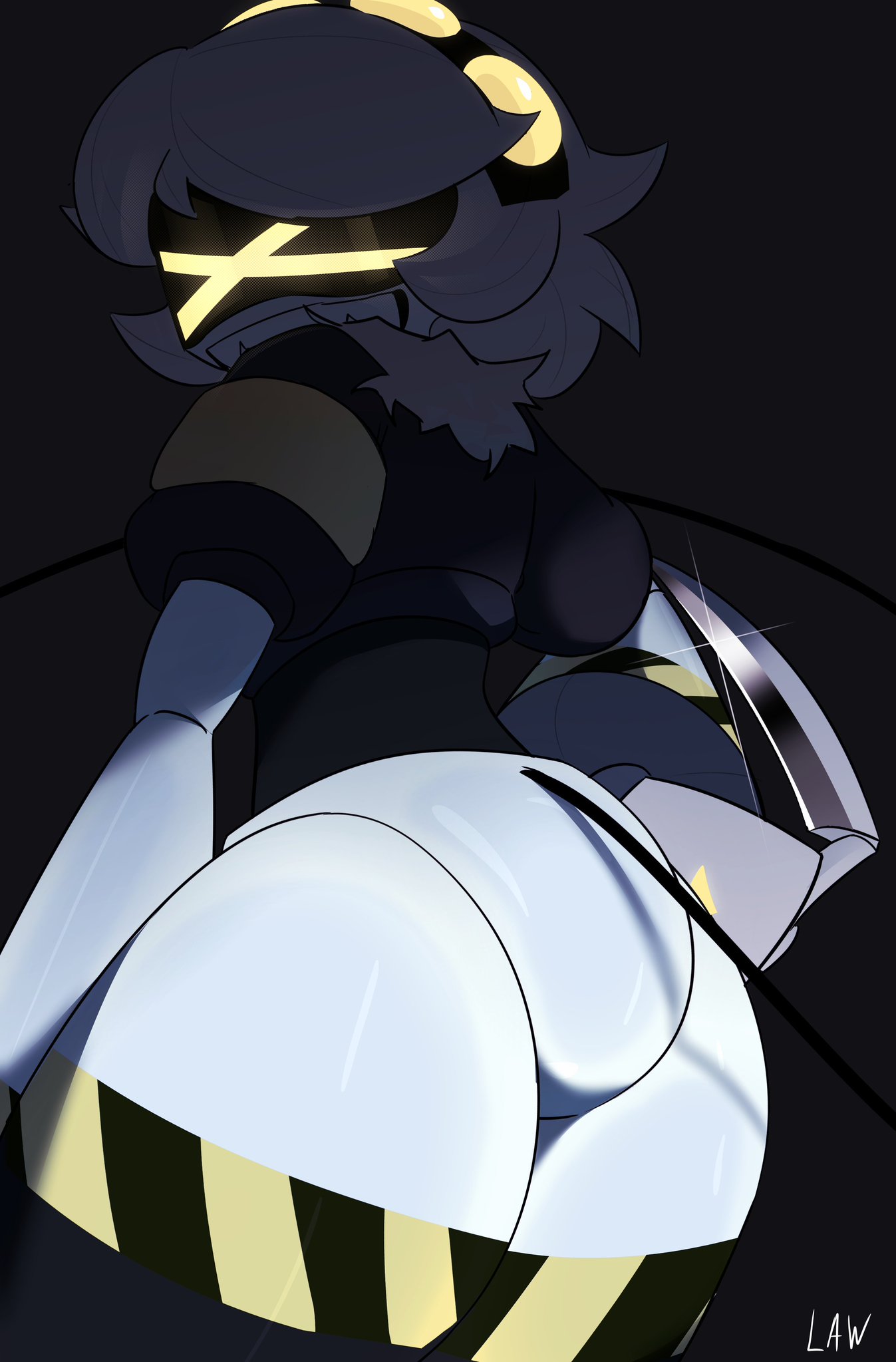 ass, back view, female, female focus, female only, glitch productions, lawgx, murder drones, tagme, thighs, v (murder drones)