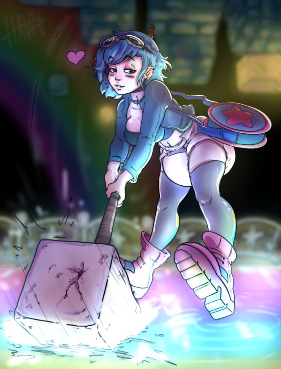 1girls color diaper diaper_fetish diaper_under_clothing heart_symbol looking_at_viewer ramona_flowers scott_pilgrim turned_on