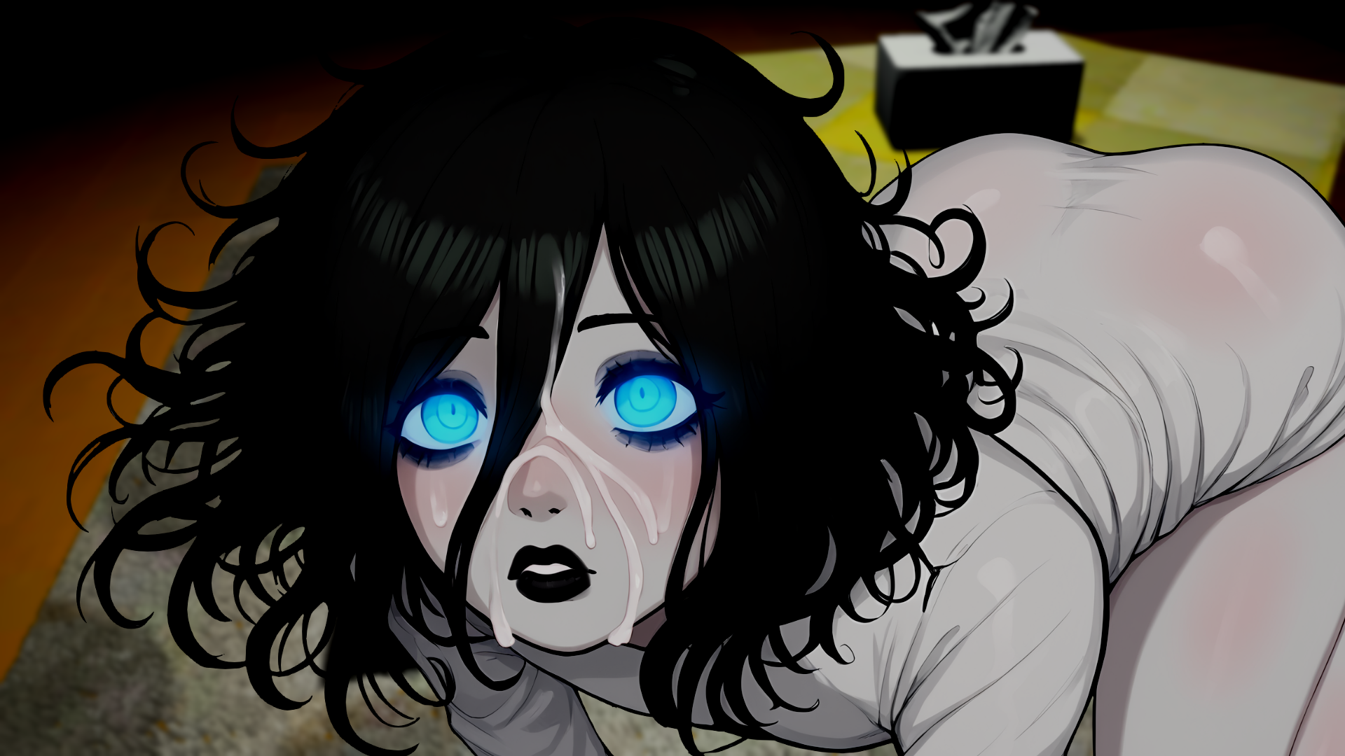 ai assisted, ai generated, ass, big ass, big thighs, blush, cum, cum on face, femboy, male, my femboy roommate, nuteku, robin (my femboy roommate), thick thighs, thighs, voluptuous