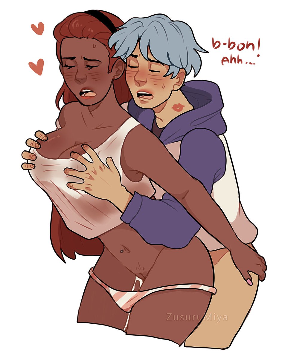 1boy 1girls ambiguous_penetration big_breasts bon_(fnafhs) breast_grab breasts clothed clothed_sex cum dark-skinned_female dark_skin eyes_closed female fnafhs from_behind from_behind_position functionally_nude heart lipstick lipstick_mark male mouth_open panties pants_down standing standing_sex straight tagme toddy_(fnafhs) zusurumiya