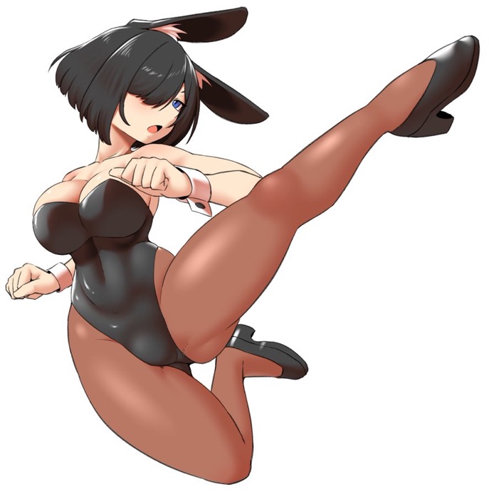 1girls bunny_ears kicking nobunagapero toned toned_female