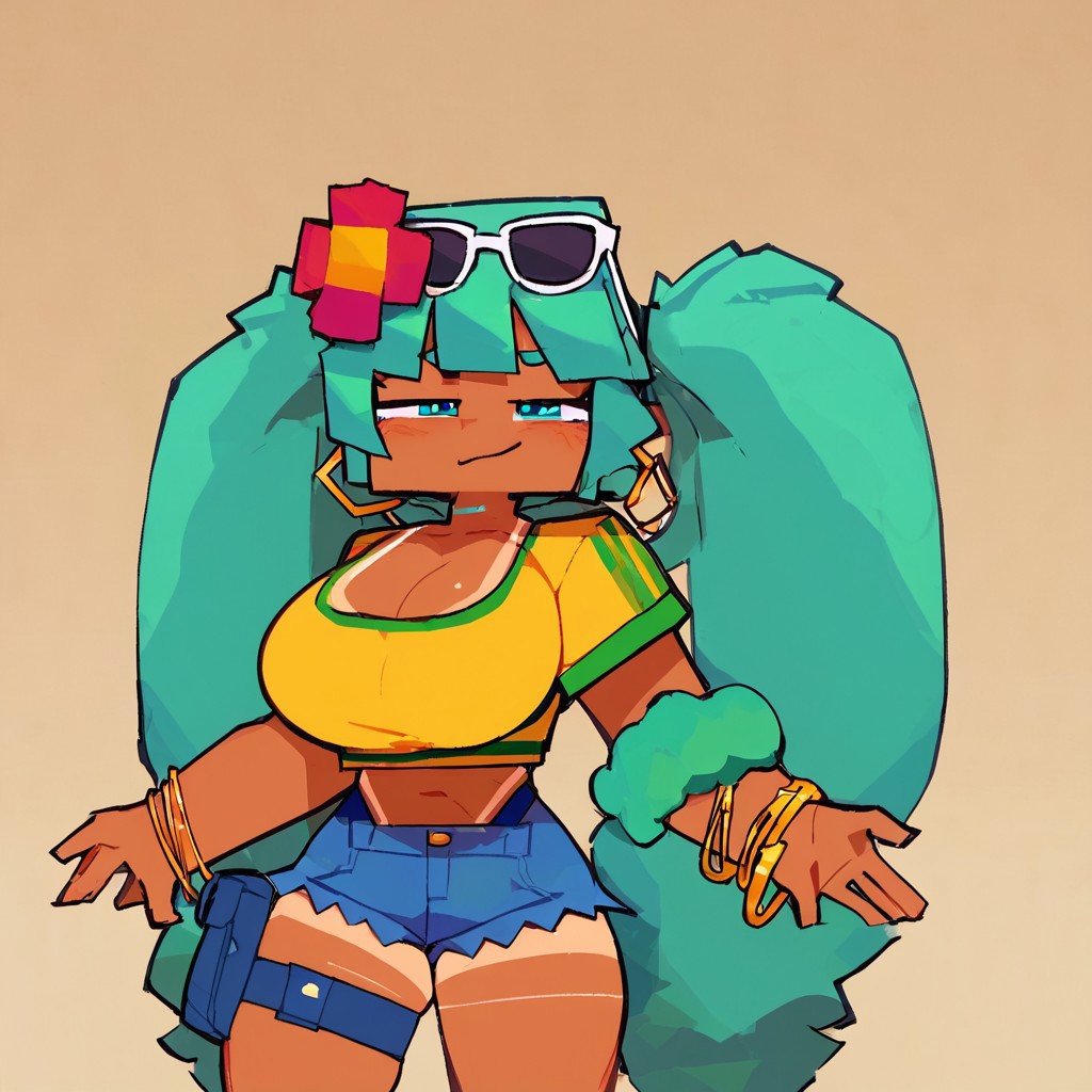 ai_generated brazilian_miku cleavage hatsune_miku mine-imator minecraft tan_lines vocaloid